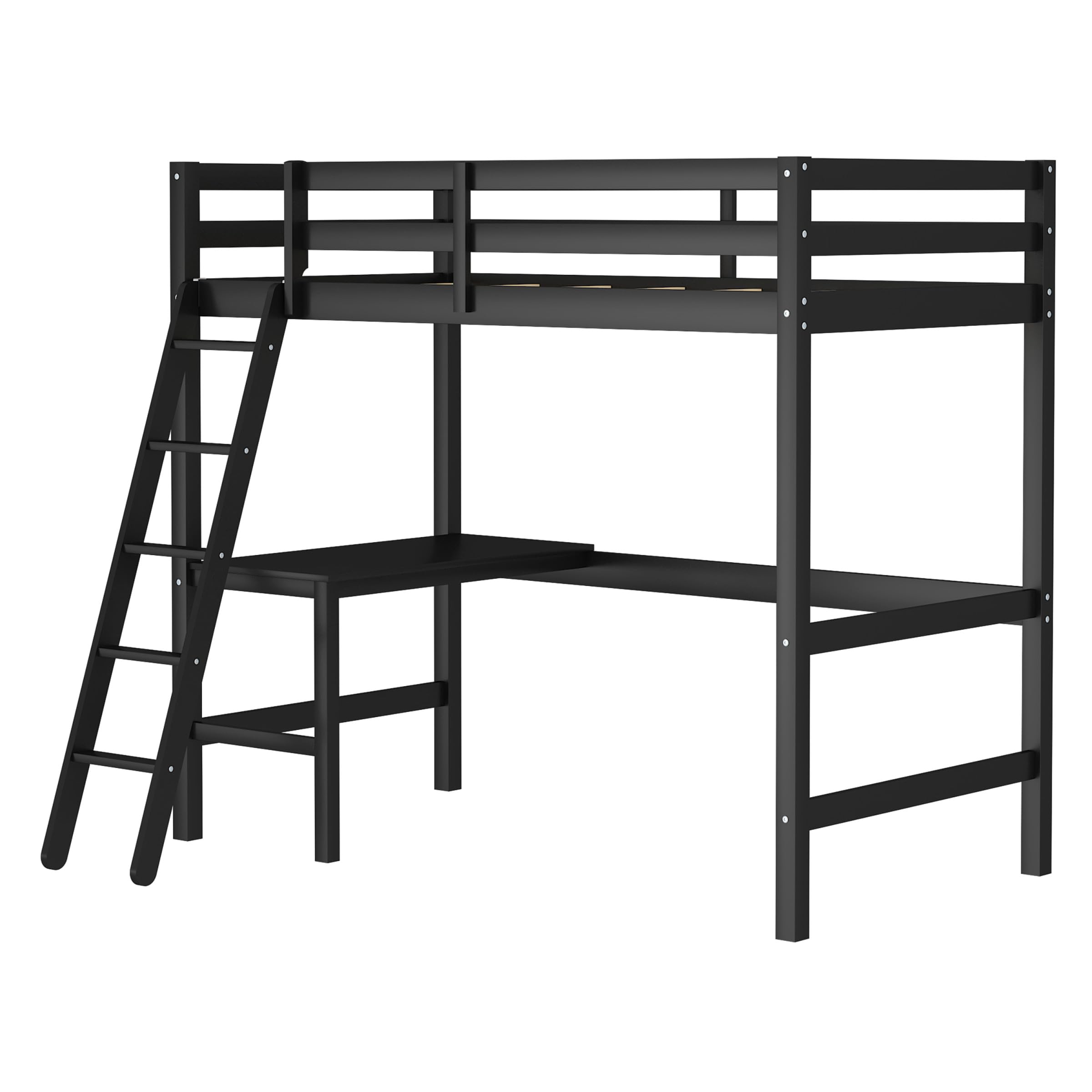 Hillsdale Caspian Youth Solid Wood Twin Loft Bed for Kids Room - Sturdy Black Wooden Bunk Bed with Ladder | Perfect for Small Spaces, Dorm Rooms & Kids Bedrooms