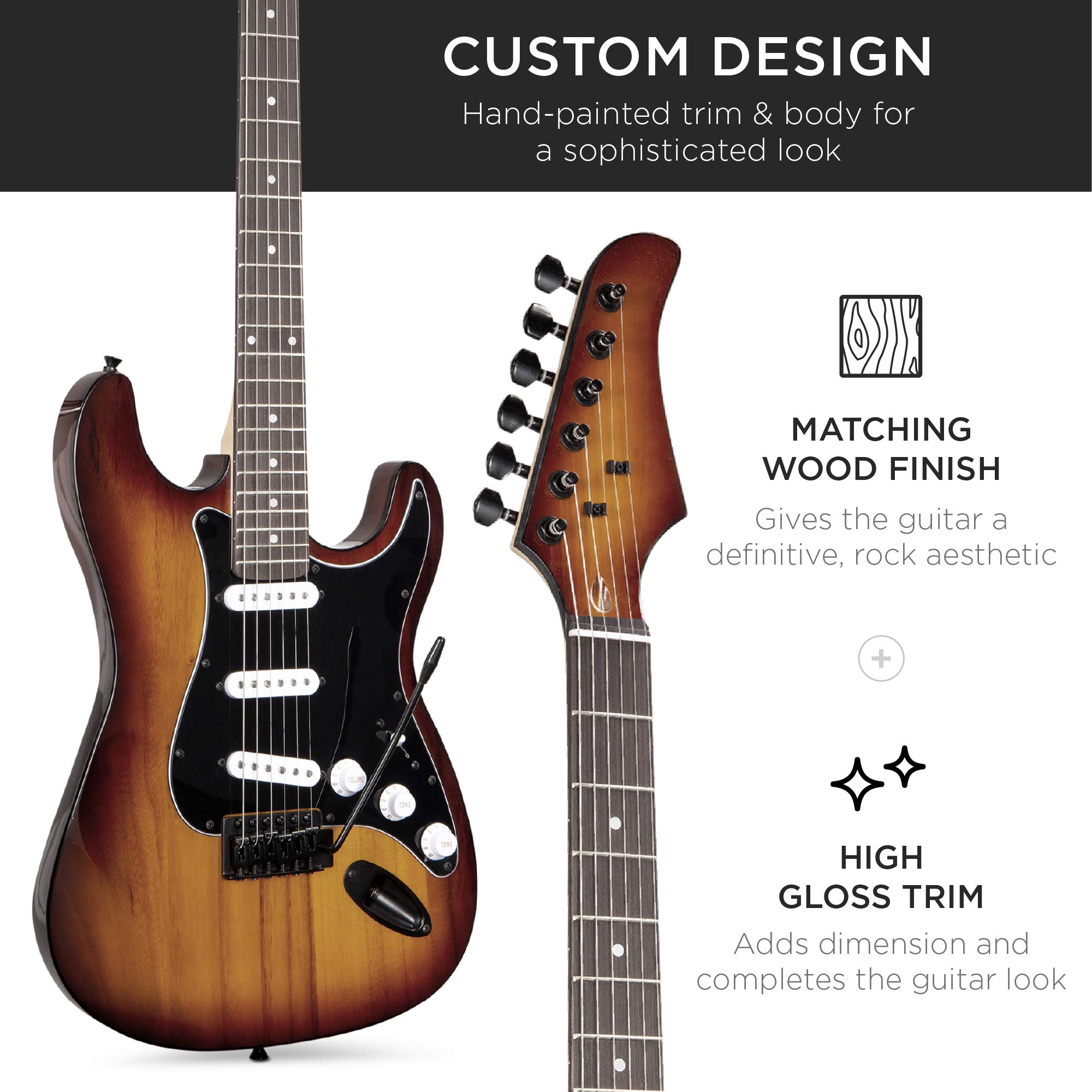 Best Choice Products 39-inch Full Size Beginner Electric Guitar Starter Kit with Case, Strap, 10W Amp, Strings, Pick & Tremolo Bar - Bourbon Finish | Perfect for Beginners, Practice, Live Performances & Home Studio Recording