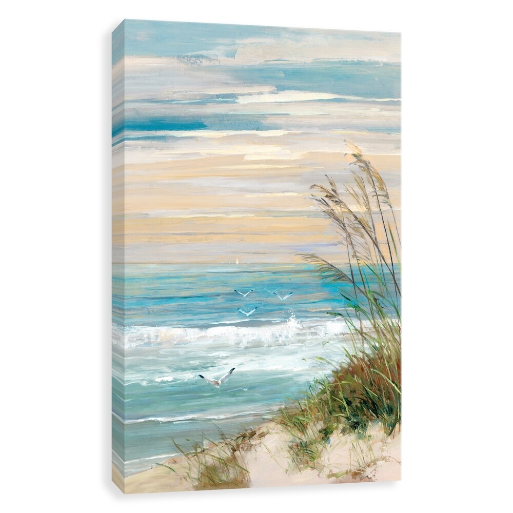 Hand-Painted Beach Sunset Canvas Wall Art - 24x36 Inches Stretched Framed Painting for Living Room, Bedroom & Office Decor | Multi-Color Coastal Landscape Artwork