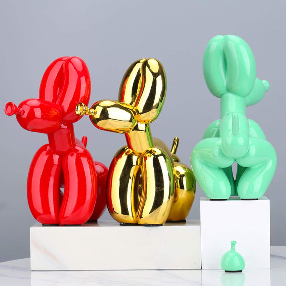 Modern Nordic Poop Balloon Dog Resin Sculpture - Electroplated Gold Animal Statue for Home Decor, Desktop Ornament & Gift | Cute Art Craft for Living Room, Office, Shelf Display