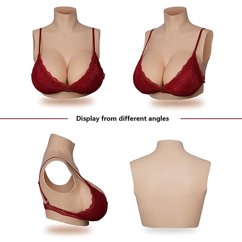 Silicone Breast Plates for Crossdressers - B to G Cup Fake Breast Forms for Drag Queens & Cosplay - Realistic Chest Enhancer for Costumes, Halloween & Performance