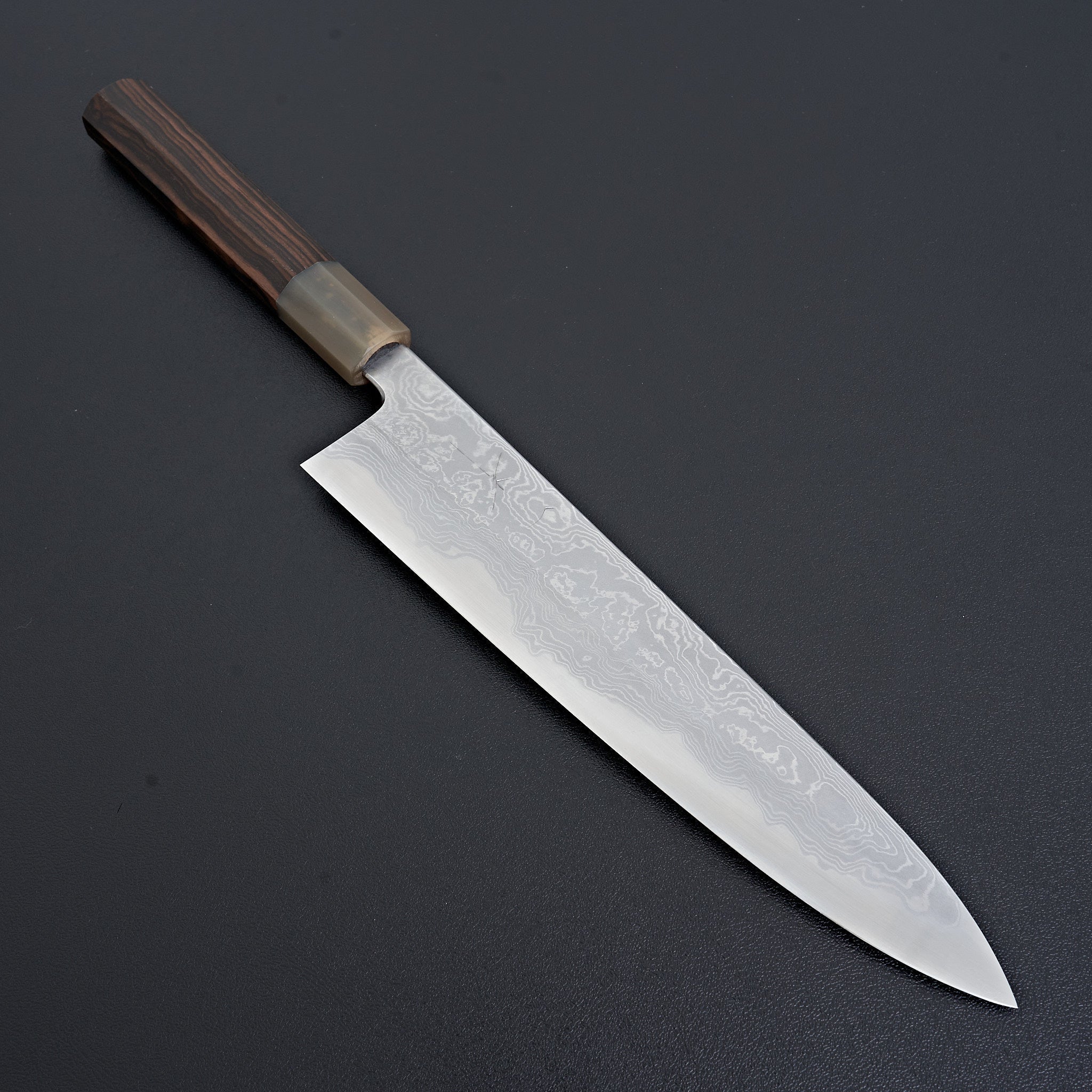 Hitohira Tanaka Kyuzo Blue #1 Damascus Gyuto 240mm Japanese Chef Knife - Taihei Makassar Ebony Handle - Perfect for Sushi, Meat Slicing & Professional Kitchen Use