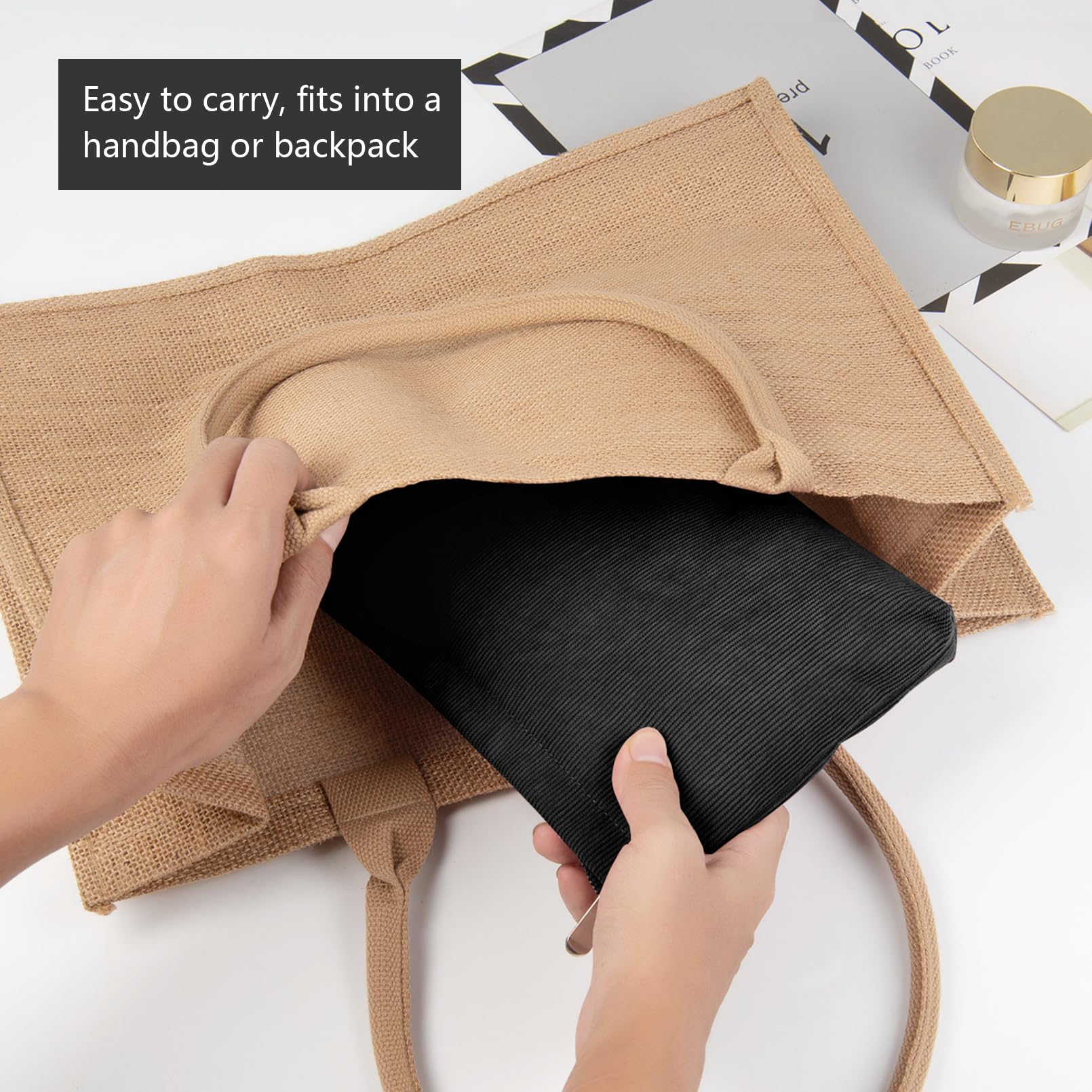 FITDON 2-Piece Corduroy Makeup Bag Set for Women - Small Zippered Cosmetic Pouch & Travel Toiletry Organizer (Black) - Perfect for Purse, Gym, Travel & Daily Essentials Storage