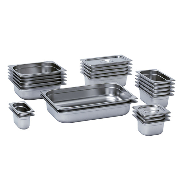 12 Pack MixRite GN Pans - 201 Stainless Steel Food Containers (325x265x100mm) for Commercial Kitchens, Restaurants & Catering - Durable & Rustproof Bakeware (Model 12100)