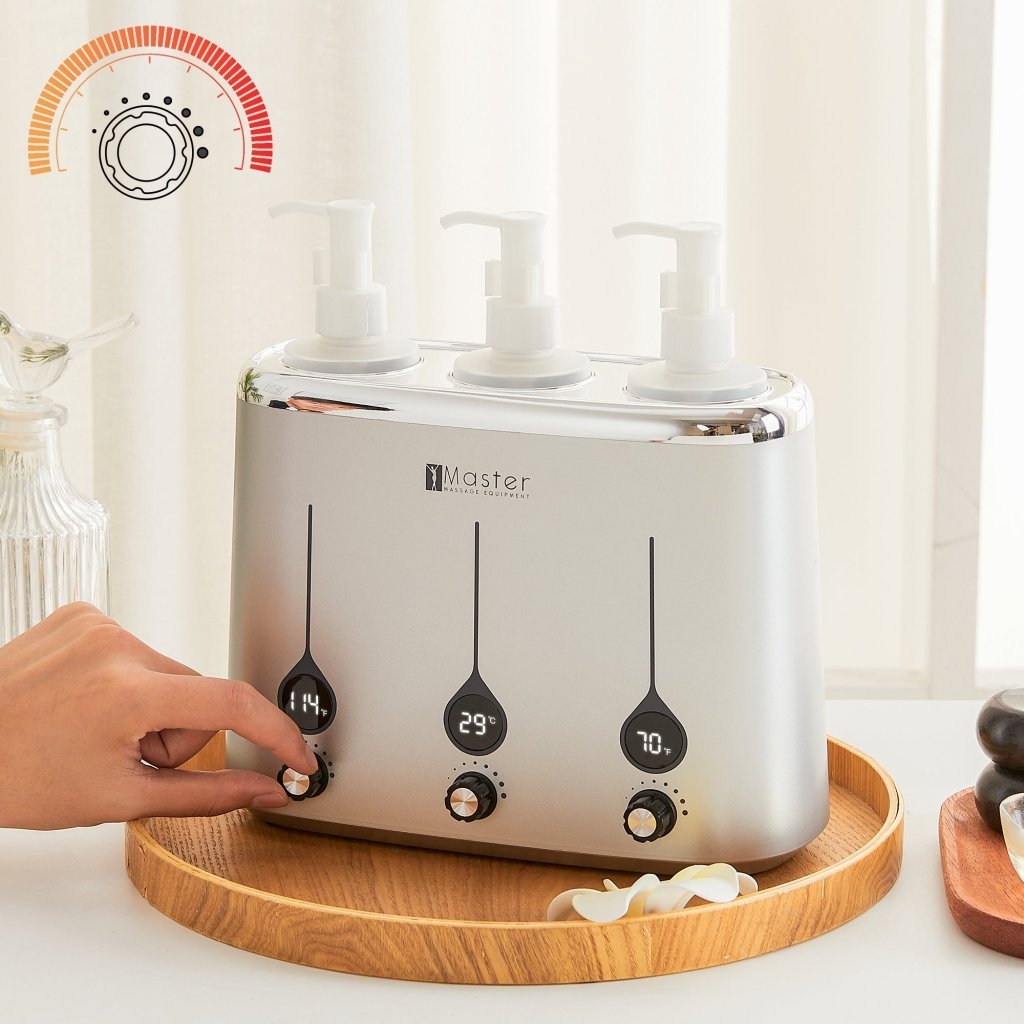 **Professional 3-Bottle Heated Massage Oil Warmer & Lotion Dispenser - Fast Heating Body Cream Warmer for Massage Therapy, Spa, and Home Use - Perfect for Relaxation & Skincare**