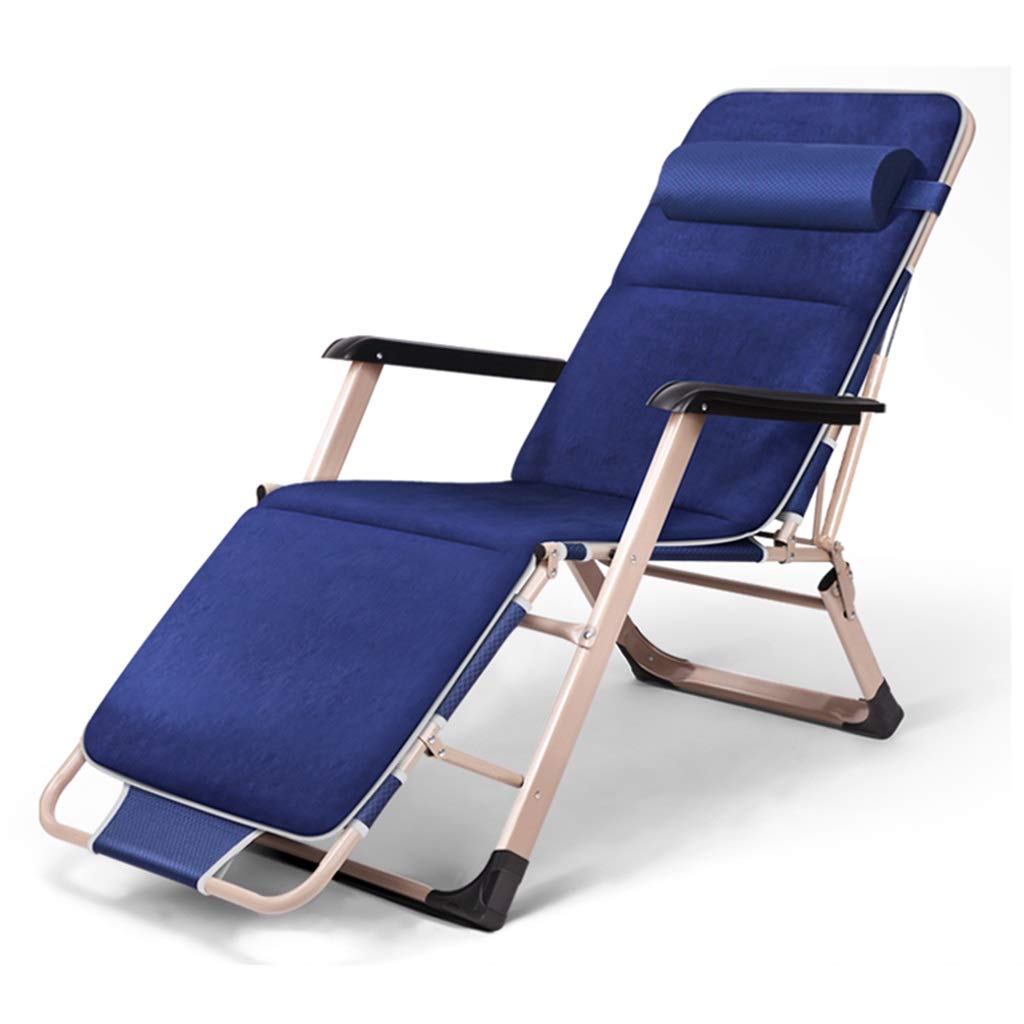 Premium Folding Lounge Chair - Oversized Zero Gravity Recliner with Cushion - Heavy Duty Patio Deck Chair for Outdoor Relaxation - Perfect for Beach, Poolside, Backyard & Camping (Blue)