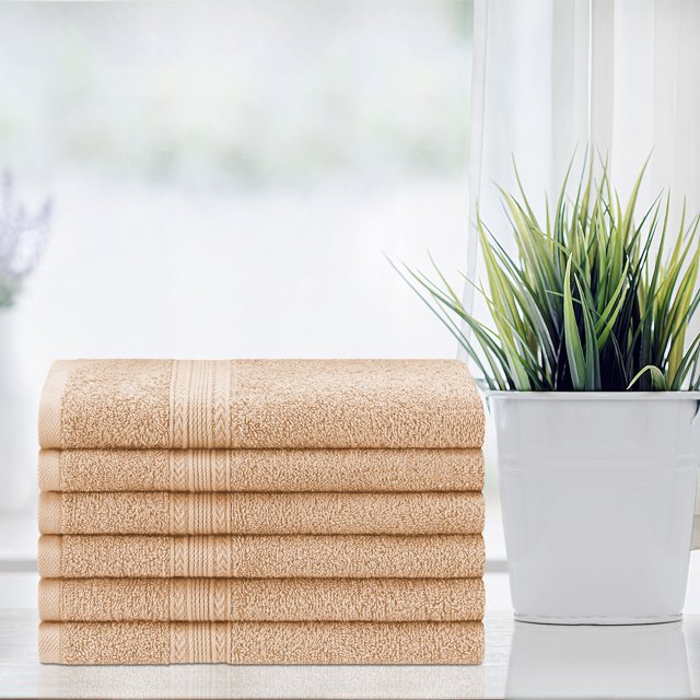 Premium 6-Piece Organic Cotton Hand Towel Set - Soft, Absorbent & Eco-Friendly - Perfect for Bathroom, Kitchen & Guest Use