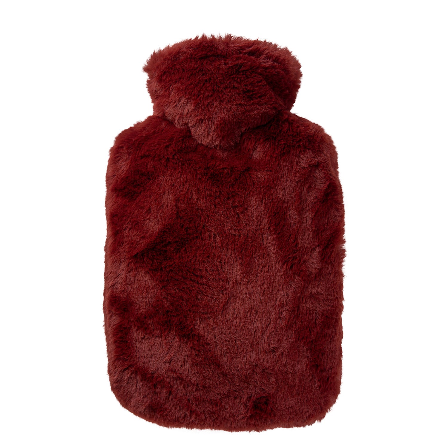 1.8L Hot Water Bottle with Soft Faux Fur Cover - Autumn Red, Rubber-Free, Long Pile Luxury - Perfect for Winter Warmth, Pain Relief & Cozy Nights