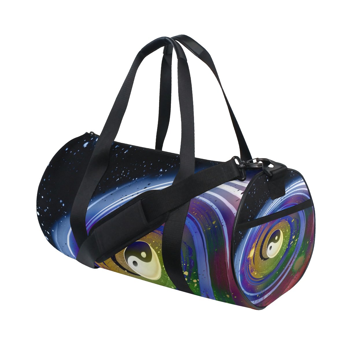 JSTEL Yin Yang Spiral Galaxy Gym Bag for Women & Men - Waterproof Sports Duffel Bag with Shoe Compartment - Perfect for Gym, Travel, Yoga & Workout Essentials