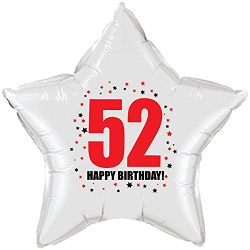 52nd Birthday Star Balloon - Gold & Silver Foil Star Balloons for 52nd Birthday Party Decorations, Anniversary Celebrations, Graduation, Retirement Parties, and Special Events Decor