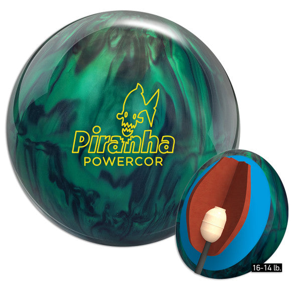 Columbia 300 Piranha PowerCOR Pearl Bowling Ball - High Performance Reactive Resin for Hook & Strike - Perfect for League Play & Tournament Competition