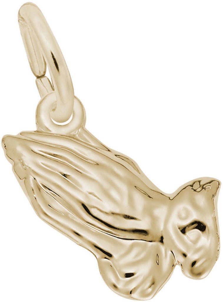 Rembrandt Praying Hands Charm - 14K Yellow Gold Religious Jewelry Pendant - Perfect for Gifts, Baptisms & Daily Devotional Wear