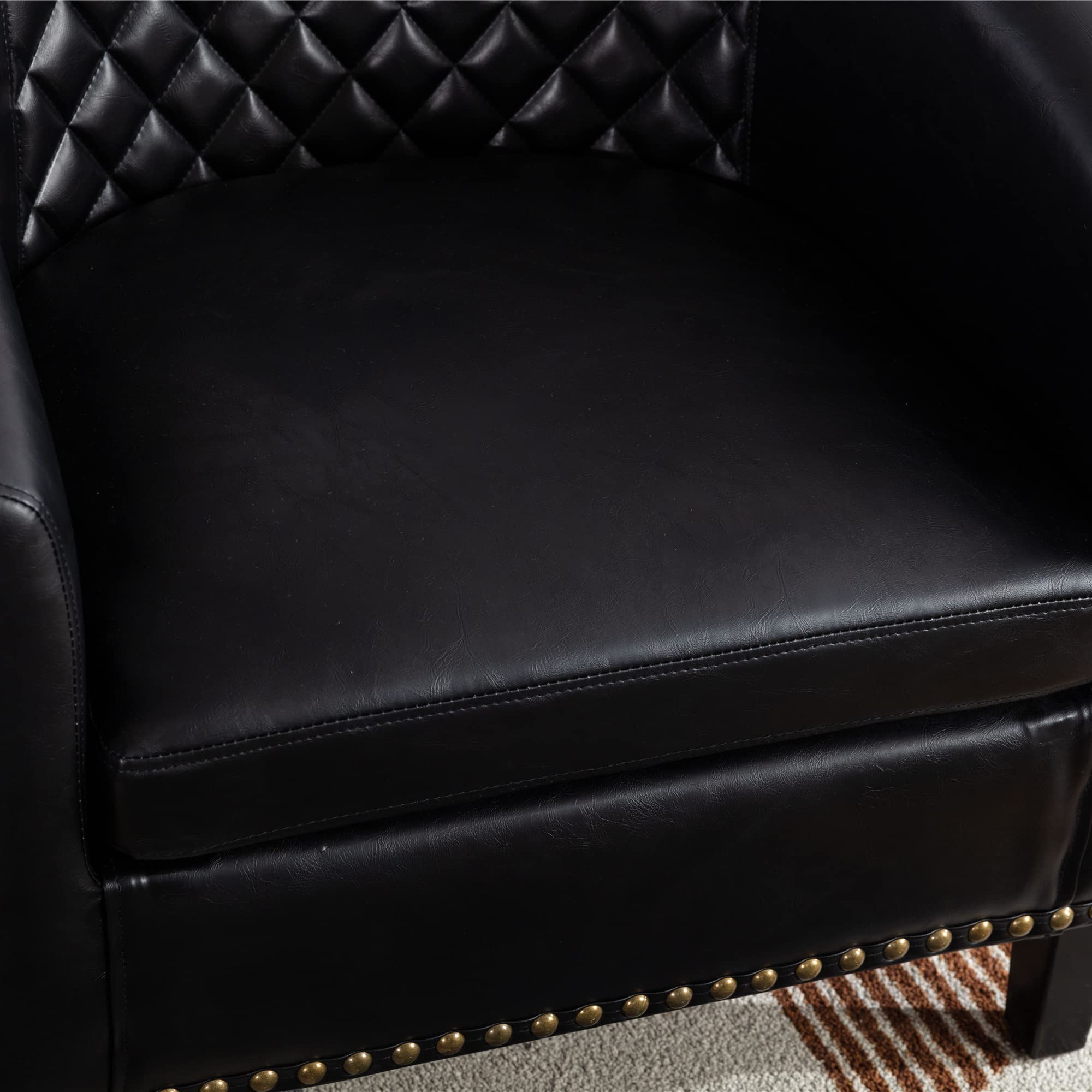 HomSof Accent Barrel Chair - Upholstered Living Room Armchair with Nailhead Trim & Solid Wood Legs, Comfortable Lounge Chair for Reading Nook, Bedroom or Office