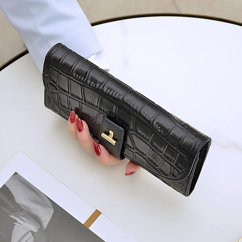 Stylish Crocodile Embossed Leather Wallets for Women & Men - Fashionable Long Bifold Wallets & Clutch Purses for Daily Use, Travel, and Special Occasions