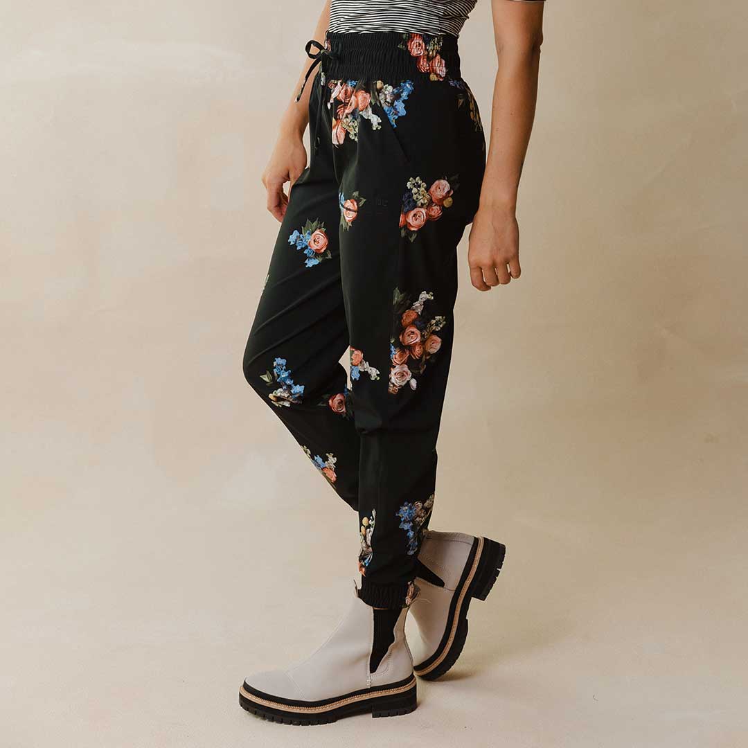 Destination Joggers for Women - Rose Black Color Comfortable Lounge Pants | Perfect for Yoga, Running, Travel & Casual Wear