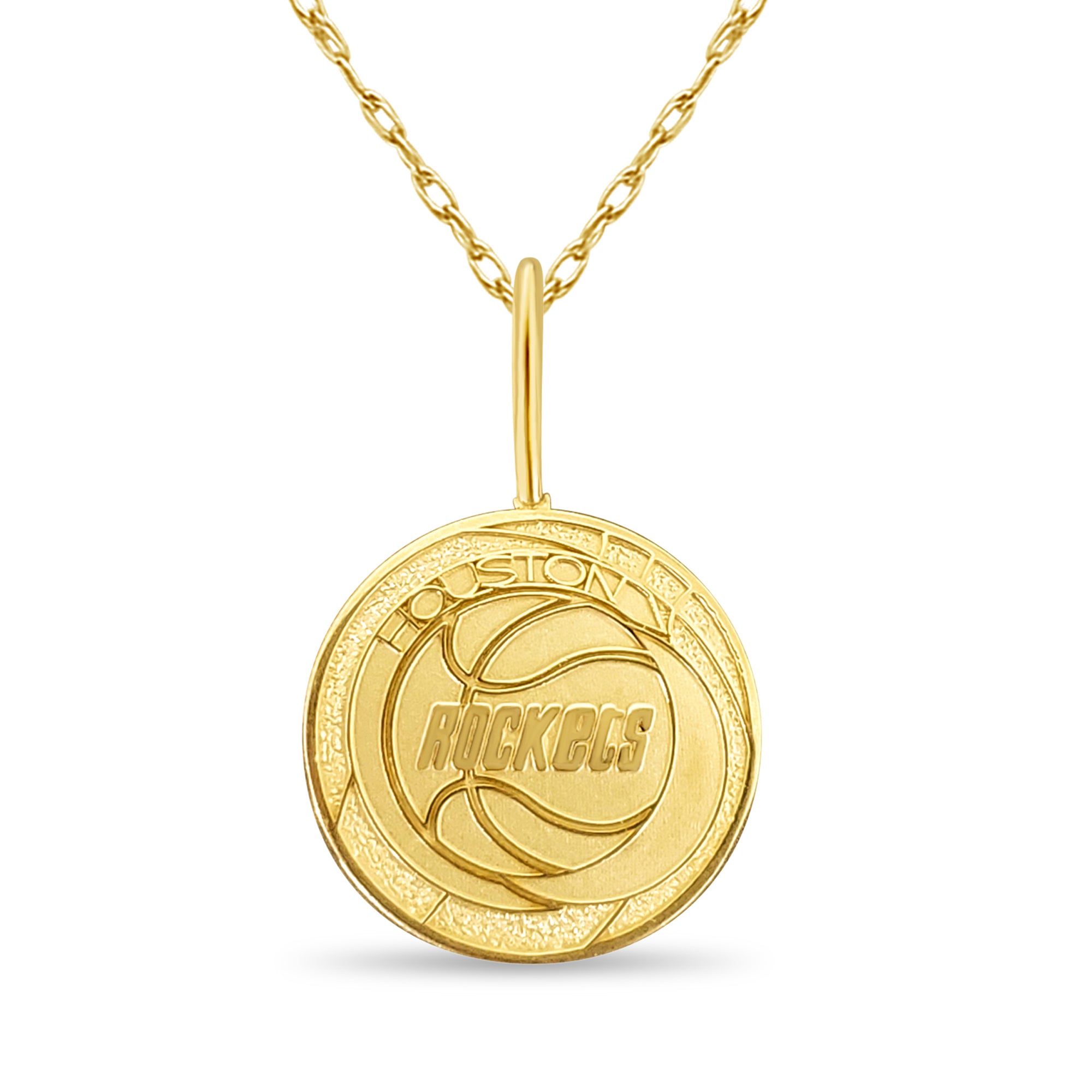 Vintage Houston Rockets 14K Yellow Gold Pendant Necklace - Perfect for NBA Fans, Sports Jewelry Gifts & Basketball Game Day Accessories