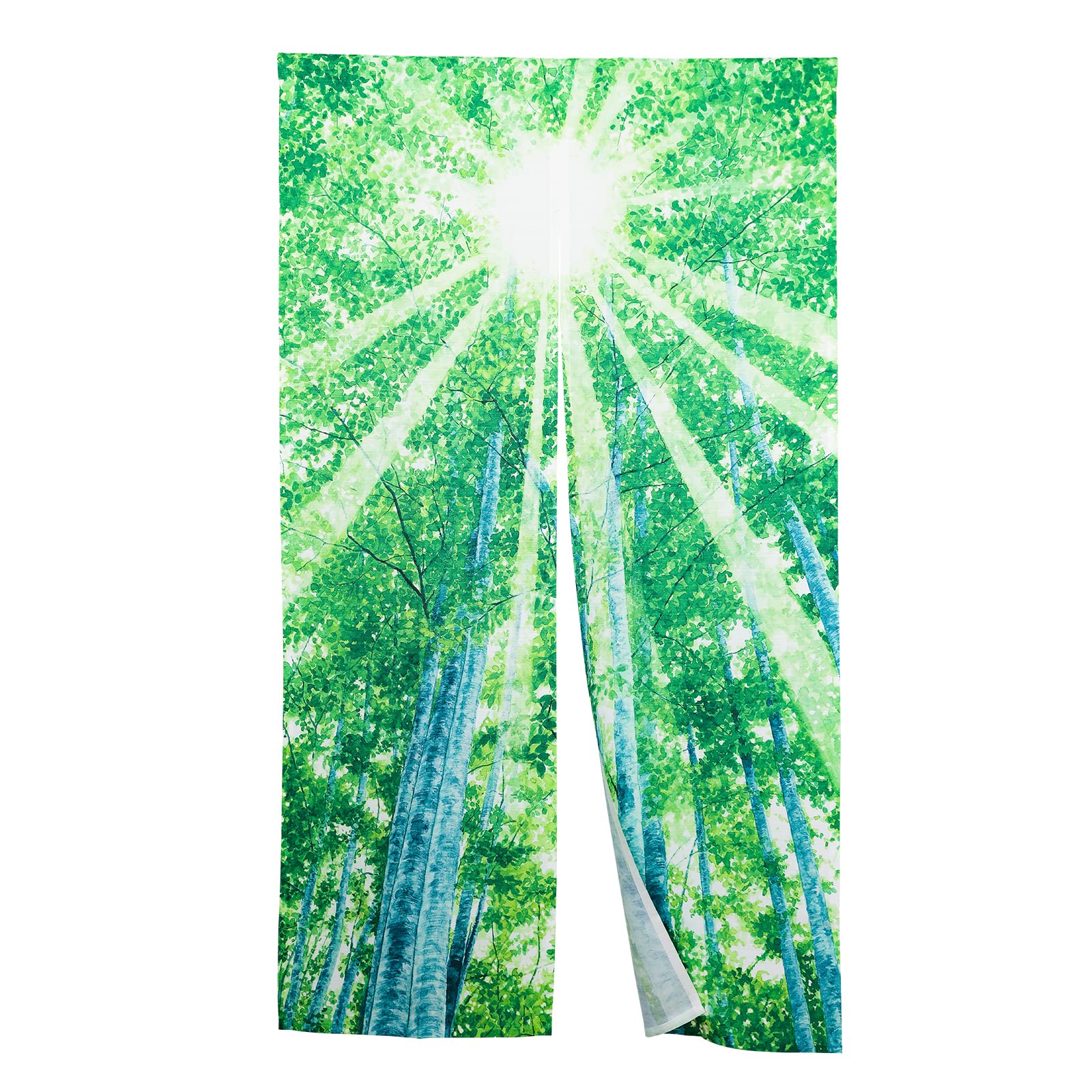 Japanese Noren Door Curtain - 33 x 59 Inch Green Forest Design Long Room Divider for Home Decor | Perfect for Doorways, Windows & Zen Spaces