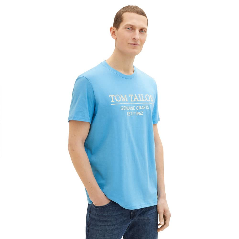 TOM TAILOR Men's Organic Cotton Logo T-Shirt - Comfortable Casual Wear for Everyday Outfits & Street Style