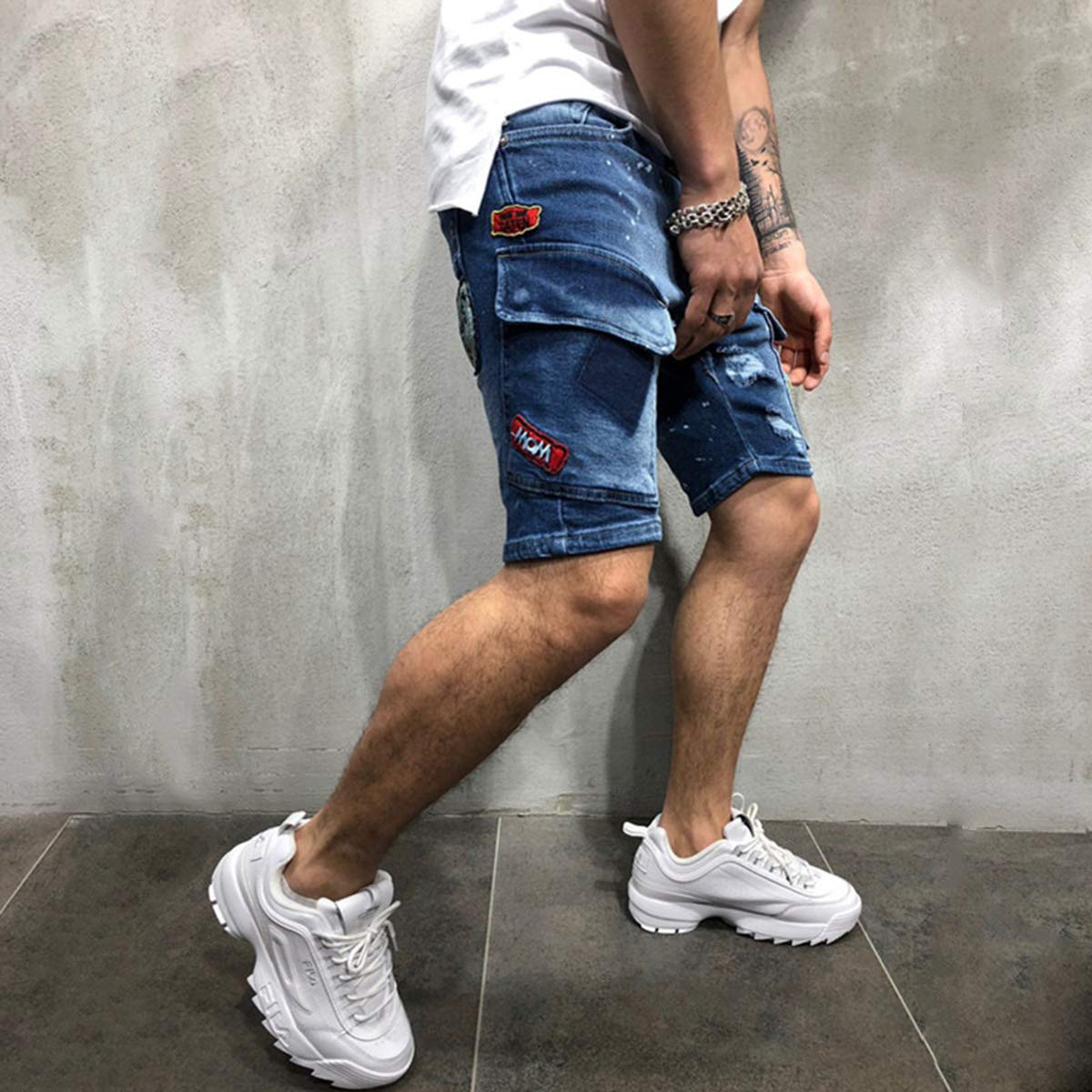 Seidarise Men's Ripped Distressed Denim Shorts - Blue Casual Jean Shorts for Summer Outfits, Beach, Travel & Street Style