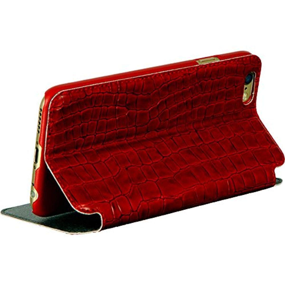 Premium Genuine Crocodile Leather iPhone 6 Case with Smart Slide Touch Sensor - Wireless Charging Compatible - Elegant Red (Perfect for Business Meetings & Luxury Gifting)