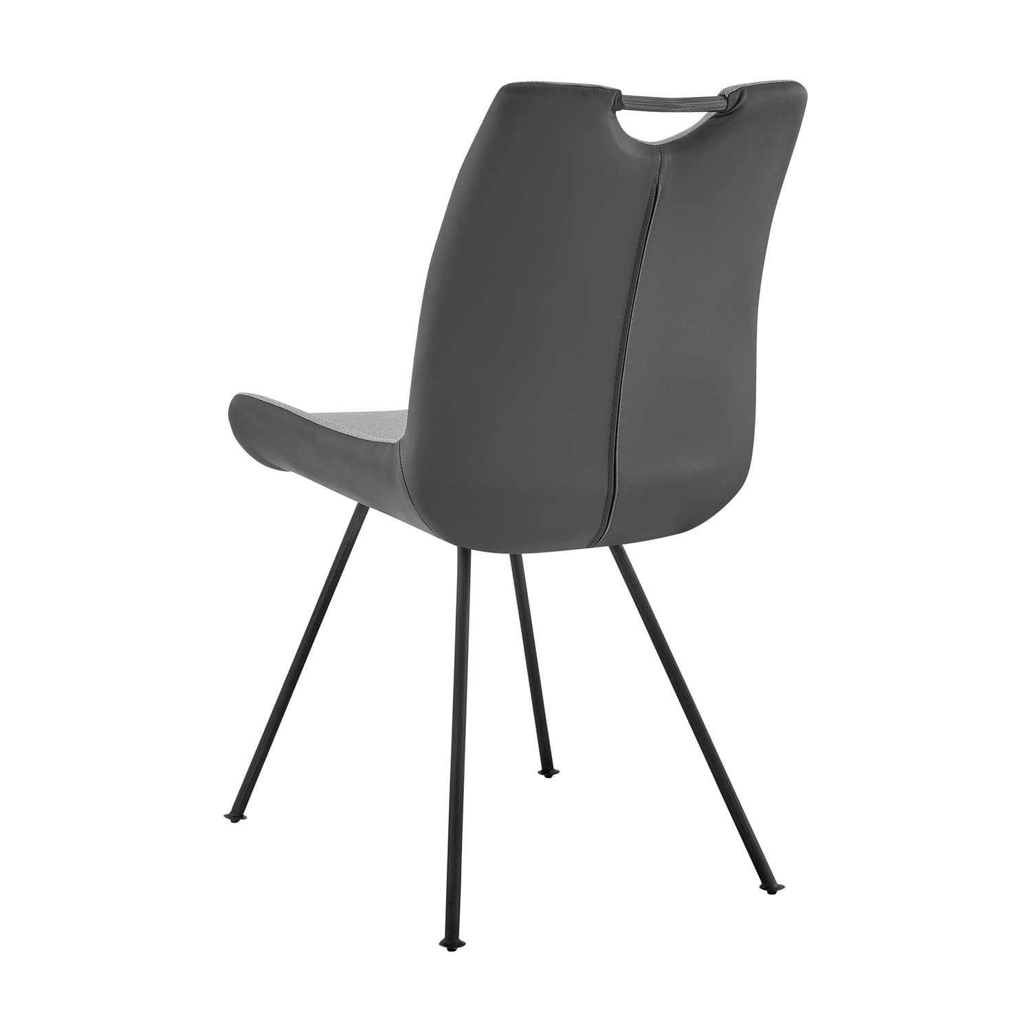 Armen Living Coronado Dining Chairs Set of 2 - Modern PU Leather Upholstered Chairs with Pewter Front & Grey Back - Perfect for Kitchen, Dining Room, and Home Office