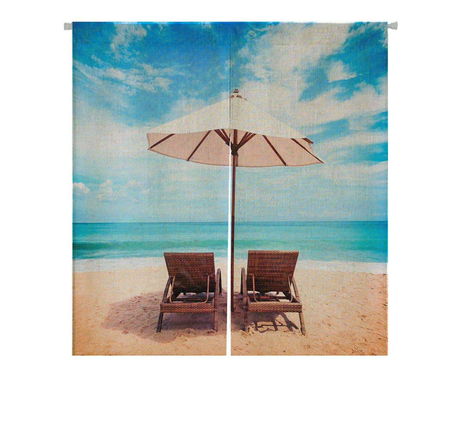 Japanese Noren Curtain - Cotton Linen Doorway & Window Treatment (85x90cm) for Beach House, Patio, or Indoor Decor - Stylish Room Divider & Sun Protection