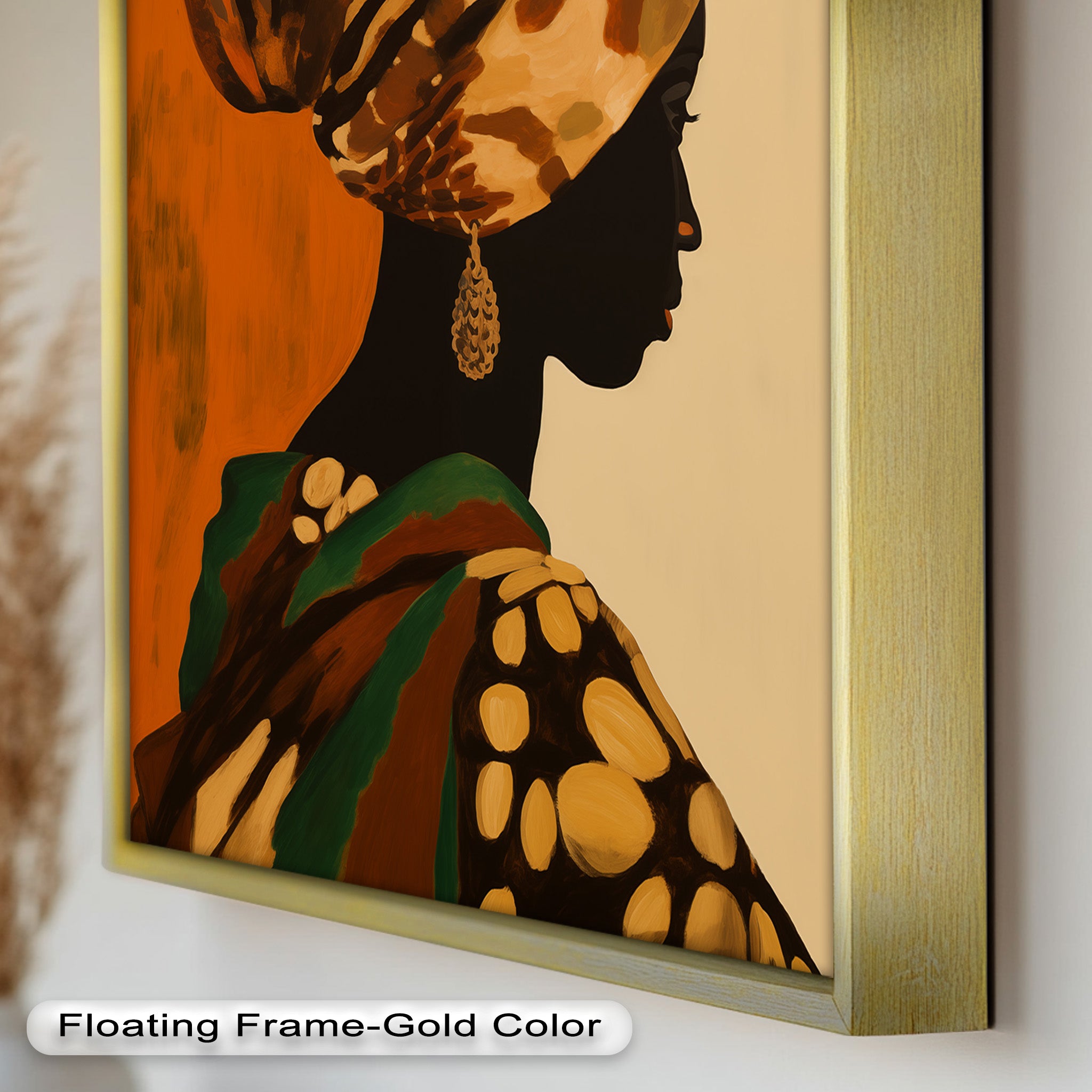 African Woman Portrait Art - Hand-Painted Framed Oil Painting for Home & Office Decor | Wall Art for Living Room, Bedroom, or Office