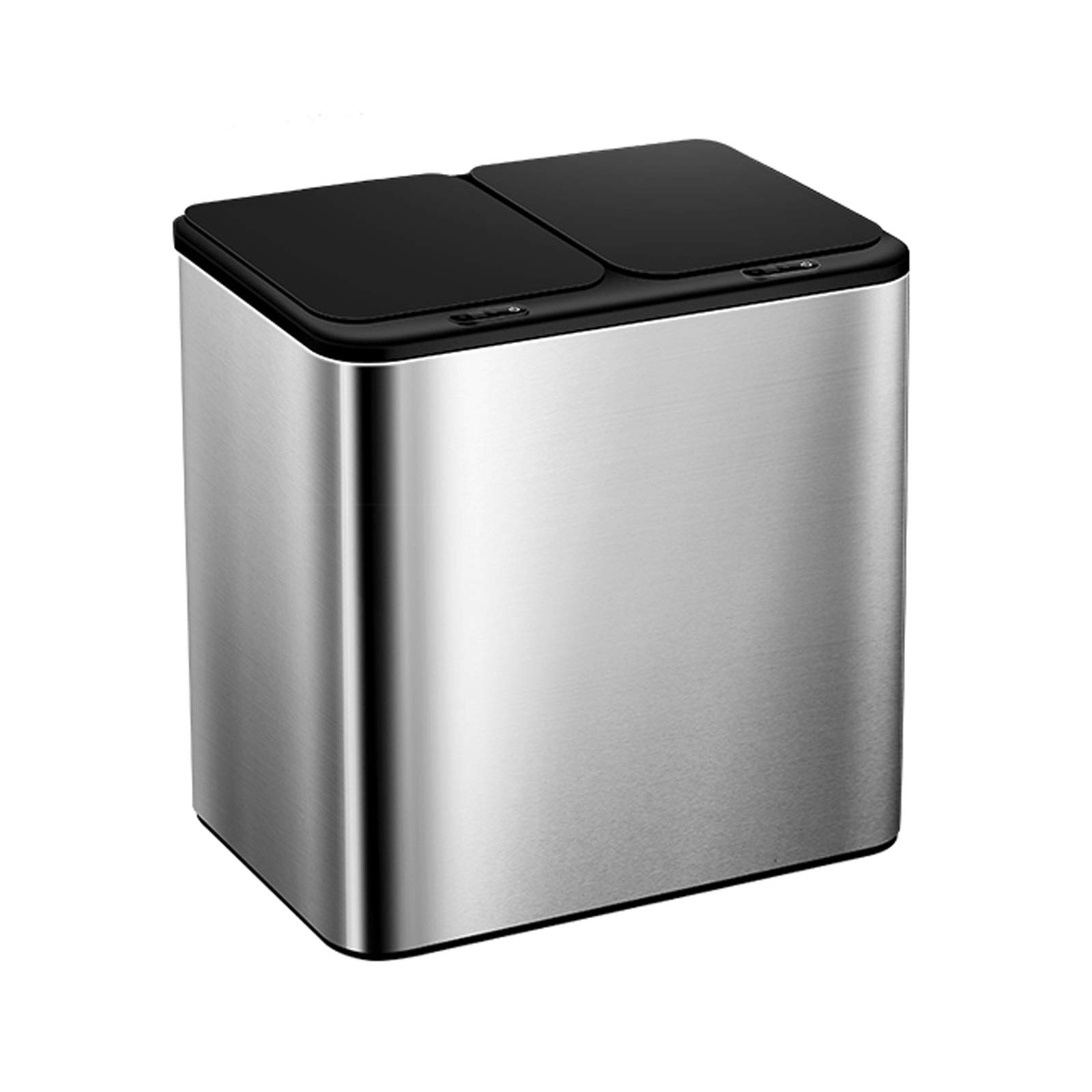 Smart Sensor Kitchen Trash Can with Lid - 13 Gallon Stainless Steel Dual Compartment Garbage Bin for Waste Sorting - Hands-Free Automatic Motion Sensor for Home, Office, Bathroom & Kitchen Use