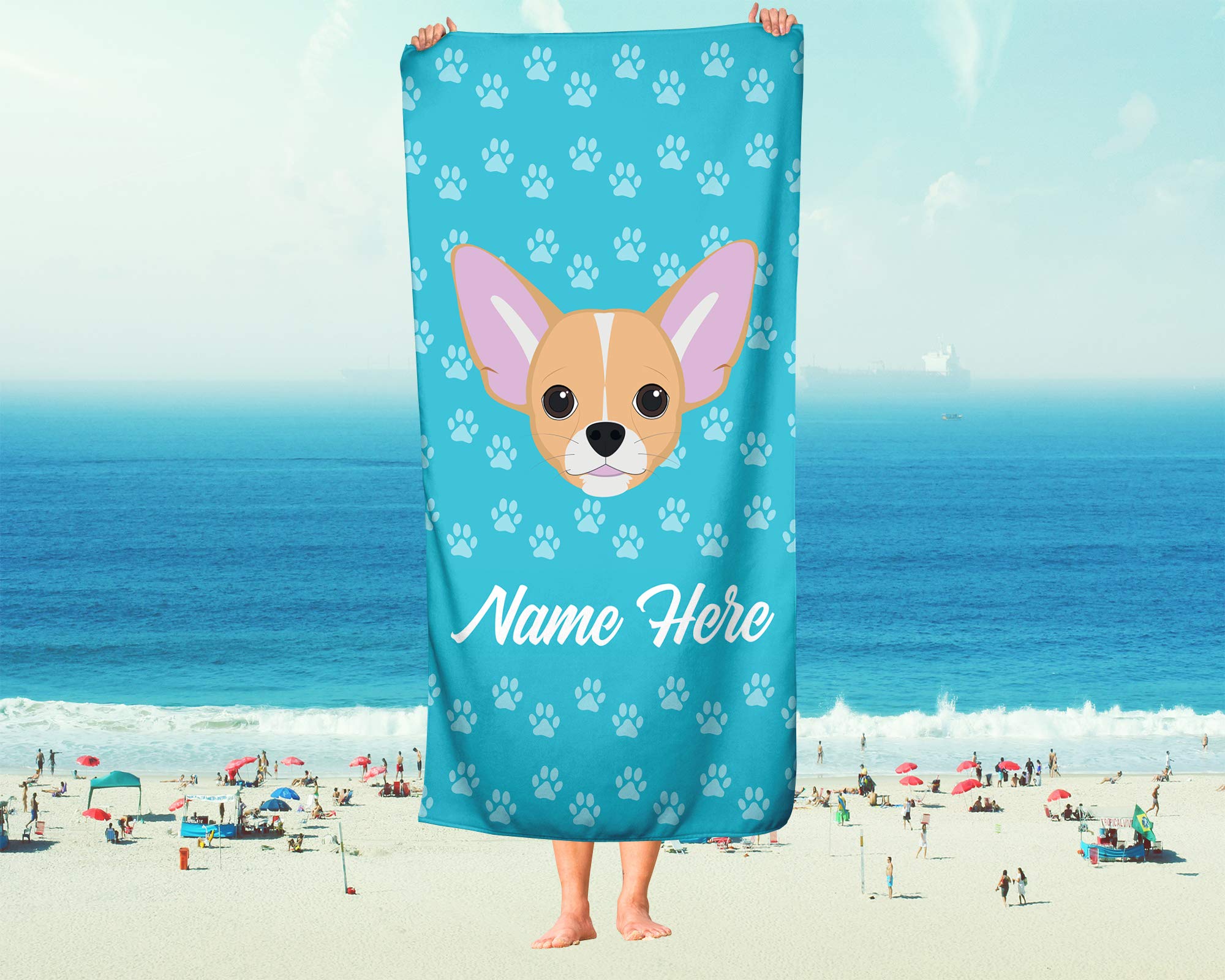 Custom Personalized Chihuahua Pet Towel - Soft Absorbent Travel, Beach, Pool & Bath Towel for Adults, Kids, Toddlers & Babies - Perfect for Gifts, Spa Days & Outdoor Adventures