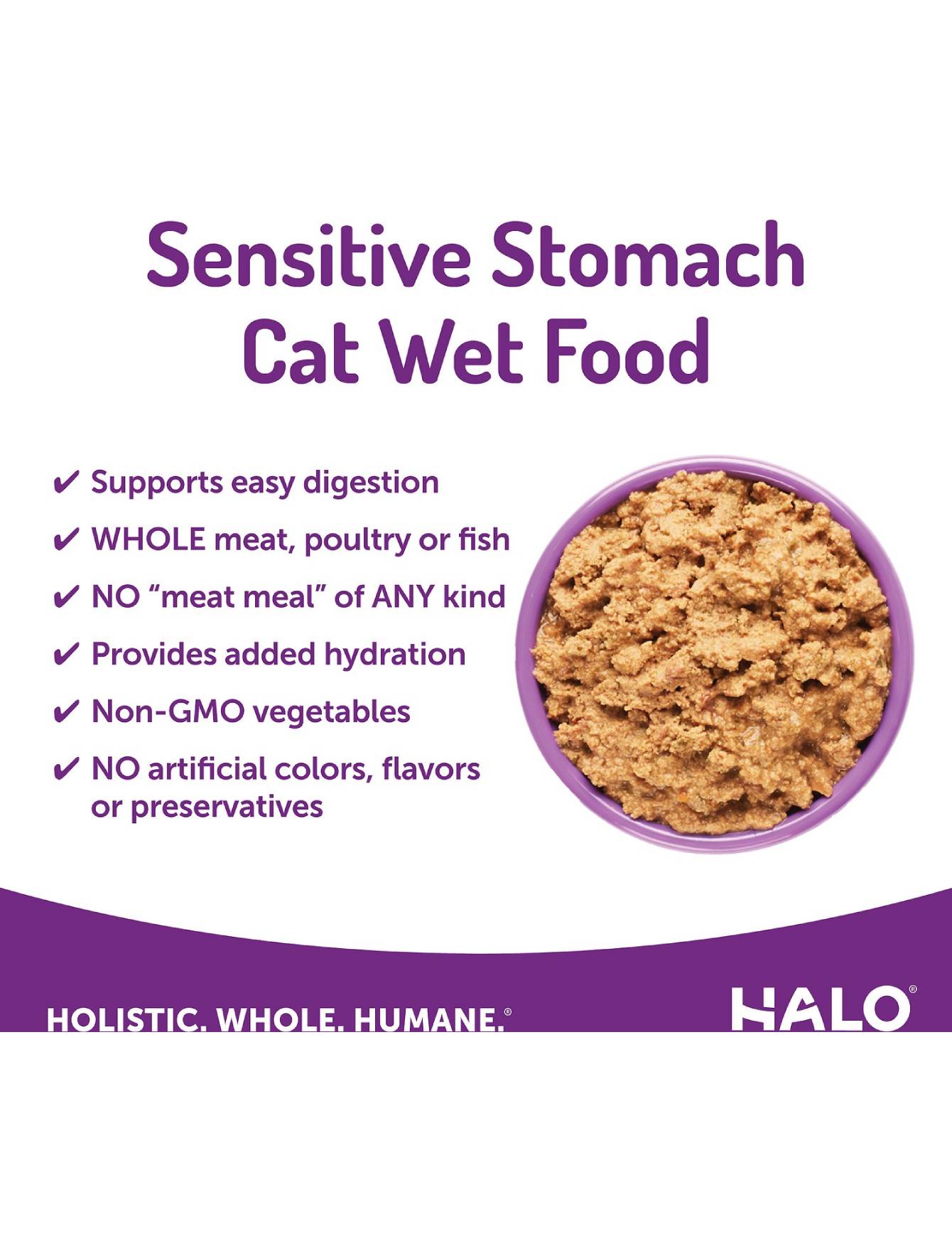 Halo Sensitive Stomach Quail & Garden Greens Recipe Pâté Wet Cat Food 5.5oz - Grain Free, Easy to Digest for Cats with Sensitive Stomachs - Perfect for Mealtime or as a Tasty Topper