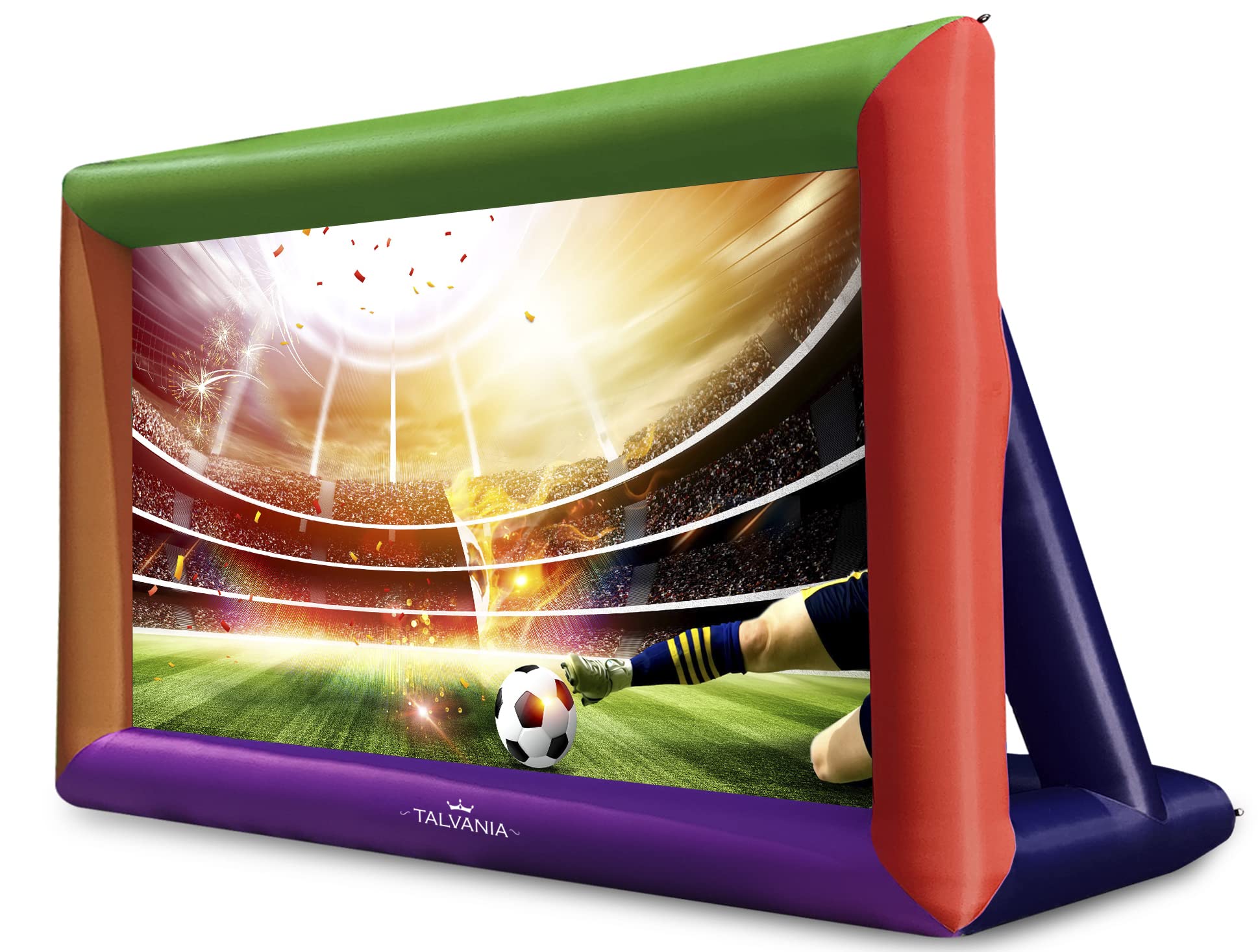 **Talvania 30 Feet Inflatable Projector Screen - Portable Outdoor & Indoor Movie Screen with Blower, Tie Downs, Stakes & Storage Bag - Perfect for Backyard Movies, Drive-In Theaters, and Camping (30' Multicolor)**