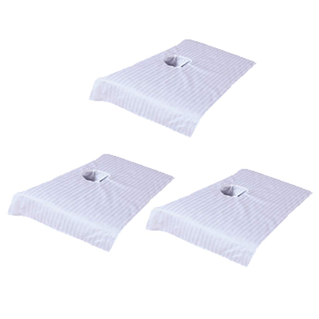 VANKOA 3-Piece Beauty Bed Sheet Set with Face Hole - Reusable Spa & Massage Table Linens for Salon, Facial, Massage Therapy - White Cotton Couch Cover for Professional & Home Use