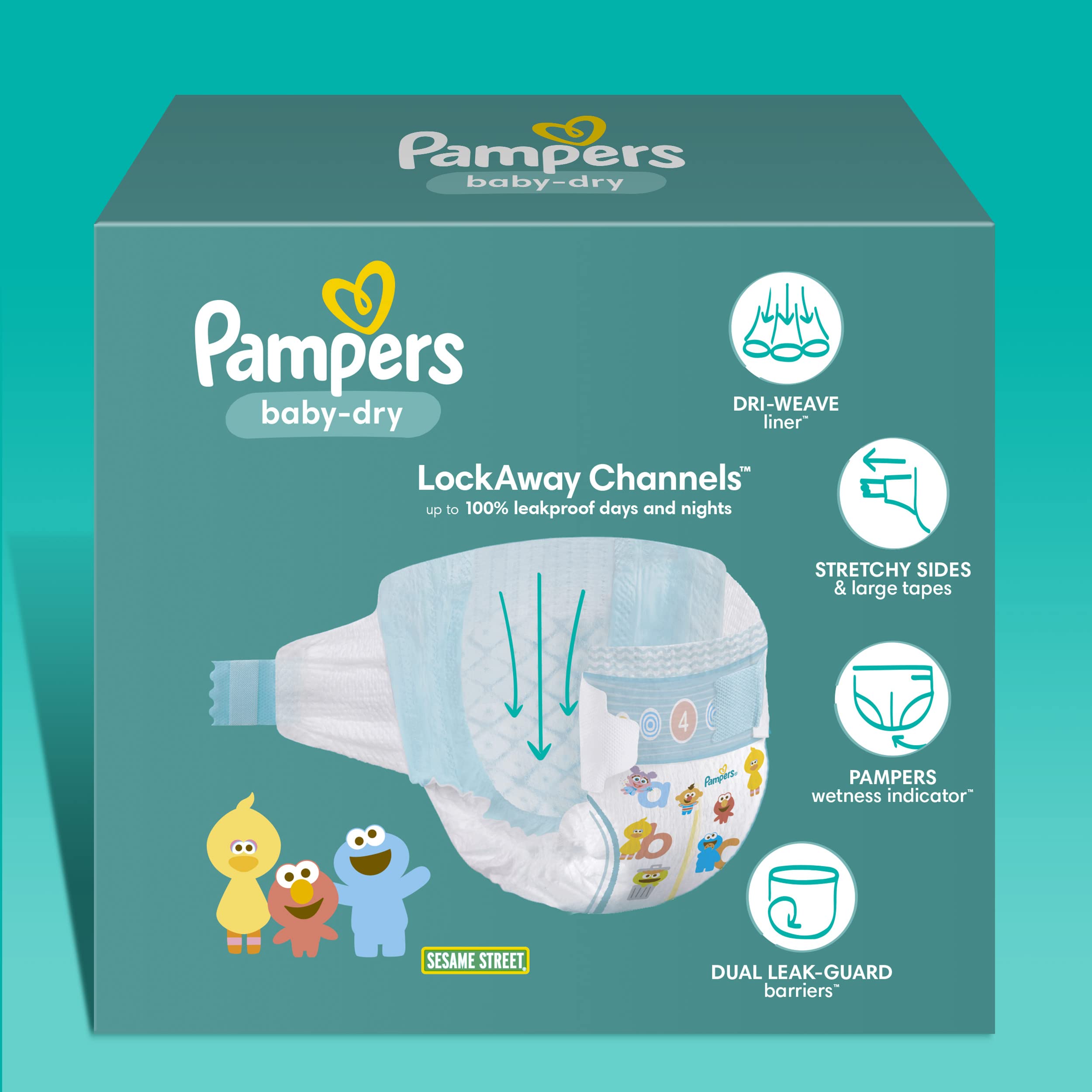 Pampers Baby Dry Disposable Diapers Size 4 (92 Count) - Super Pack of 3, Hypoallergenic & Leakproof for Overnight Protection | Perfect for Daycare, Travel & Nighttime Use | Packaging May Vary