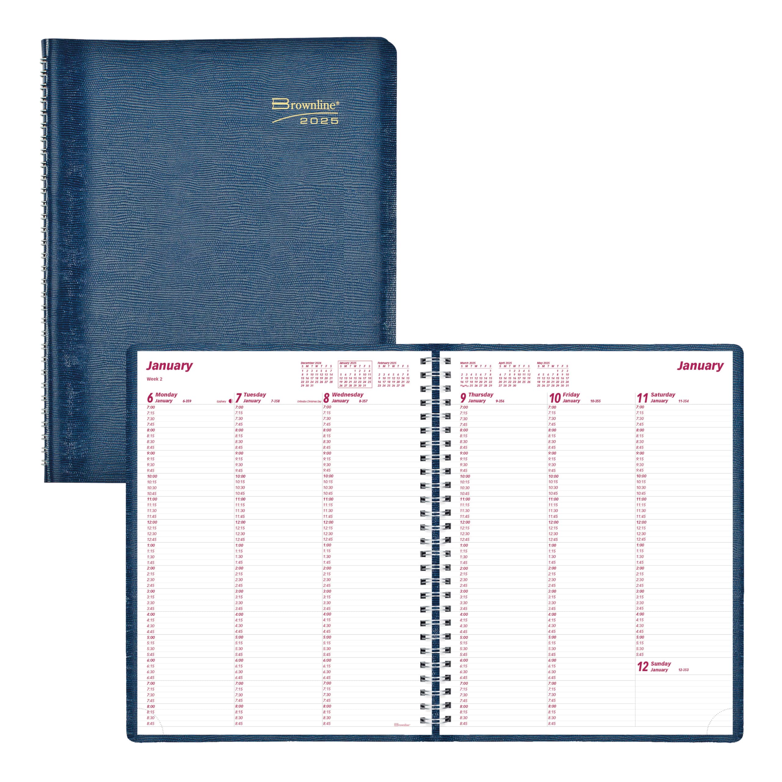 Brownline® 2025 Weekly Planner - 12 Month Appointment Book (January to December) with Twin-Wire Binding, 11