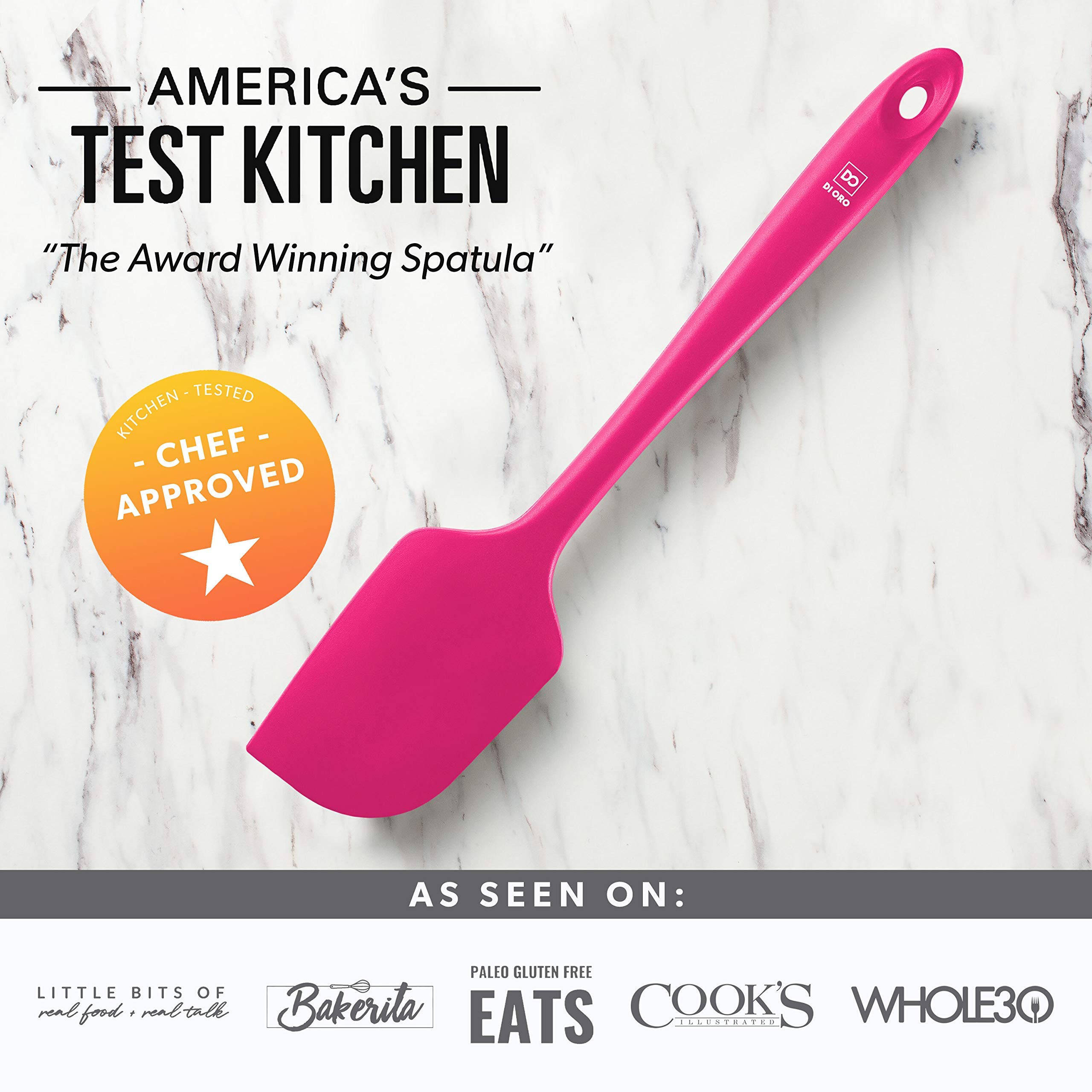 DI ORO Premium Silicone Spatula Set - 3-Piece Heat-Resistant Kitchen Utensils for Baking, Cooking & Mixing - BPA-Free Rubber Spatulas for Nonstick Pans (600°F Safe, Dishwasher Friendly, Magenta) - Perfect for Cake Decorating, Cookie Dough Mixing & Sauce Stirring