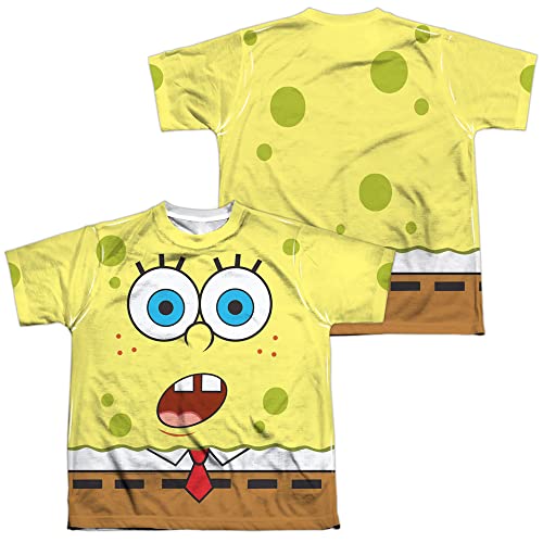 Popfunk Classic SpongeBob SquarePants Unisex Youth Halloween Costume T-Shirt - Front & Back Print - Fun Party Outfit for Kids & Teens