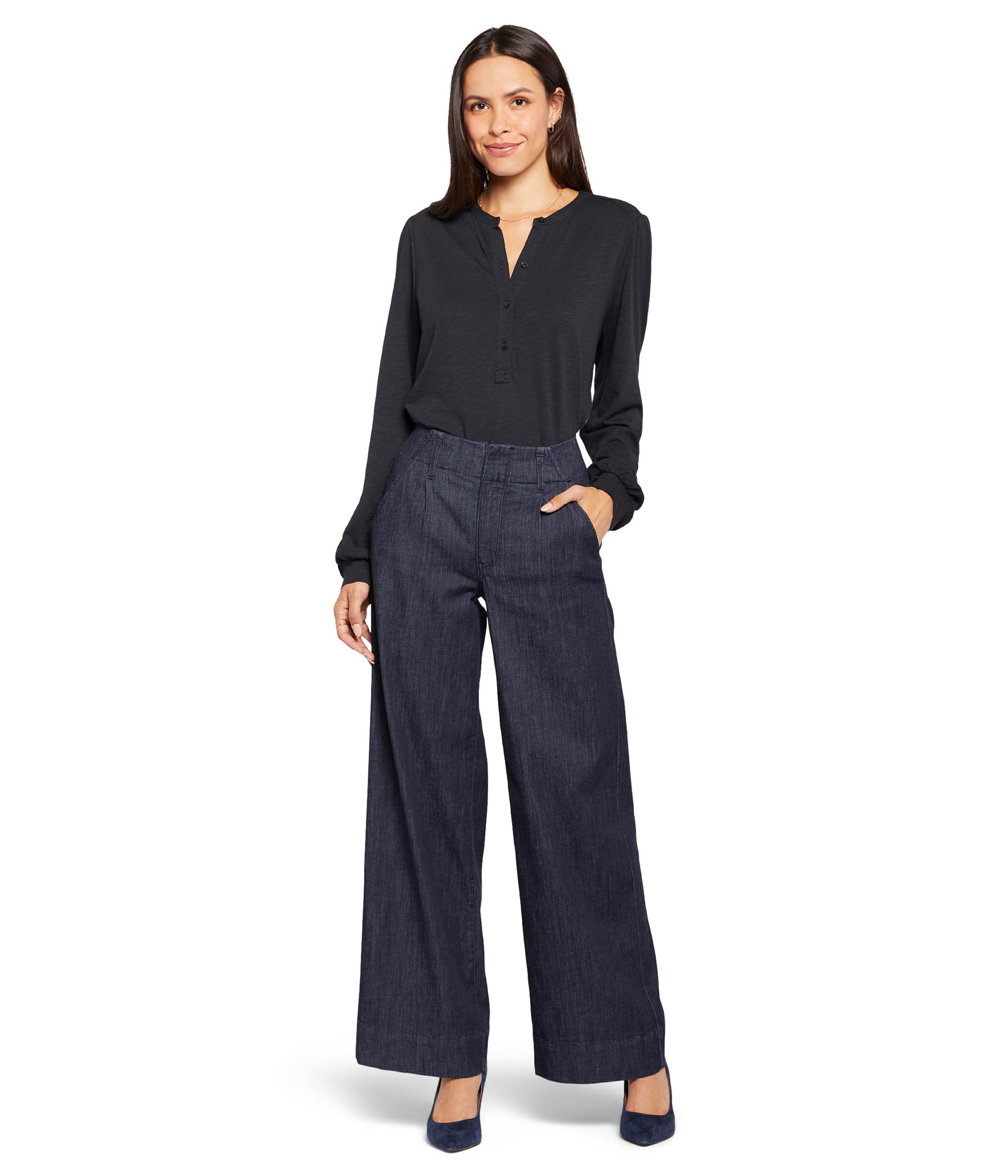 NYDJ Women's High Rise Mona Wide Leg Pants - Comfortable & Flattering for Work, Office & Casual Wear