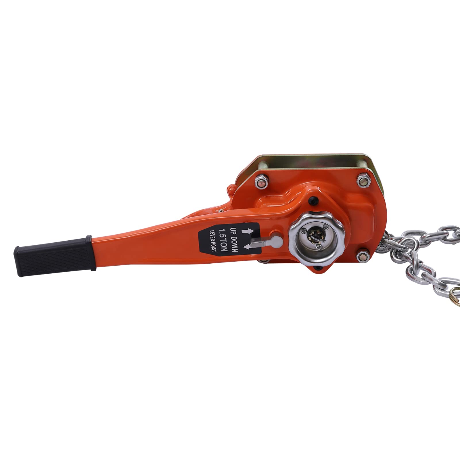 Heavy Duty Manual Lever Chain Hoist 3300LBS (1.5 Ton) with 20ft Lifting Chain - 7.1mm/0.3inch Orange Ratchet Hoist for Warehouse, Garage, Construction & DIY Projects