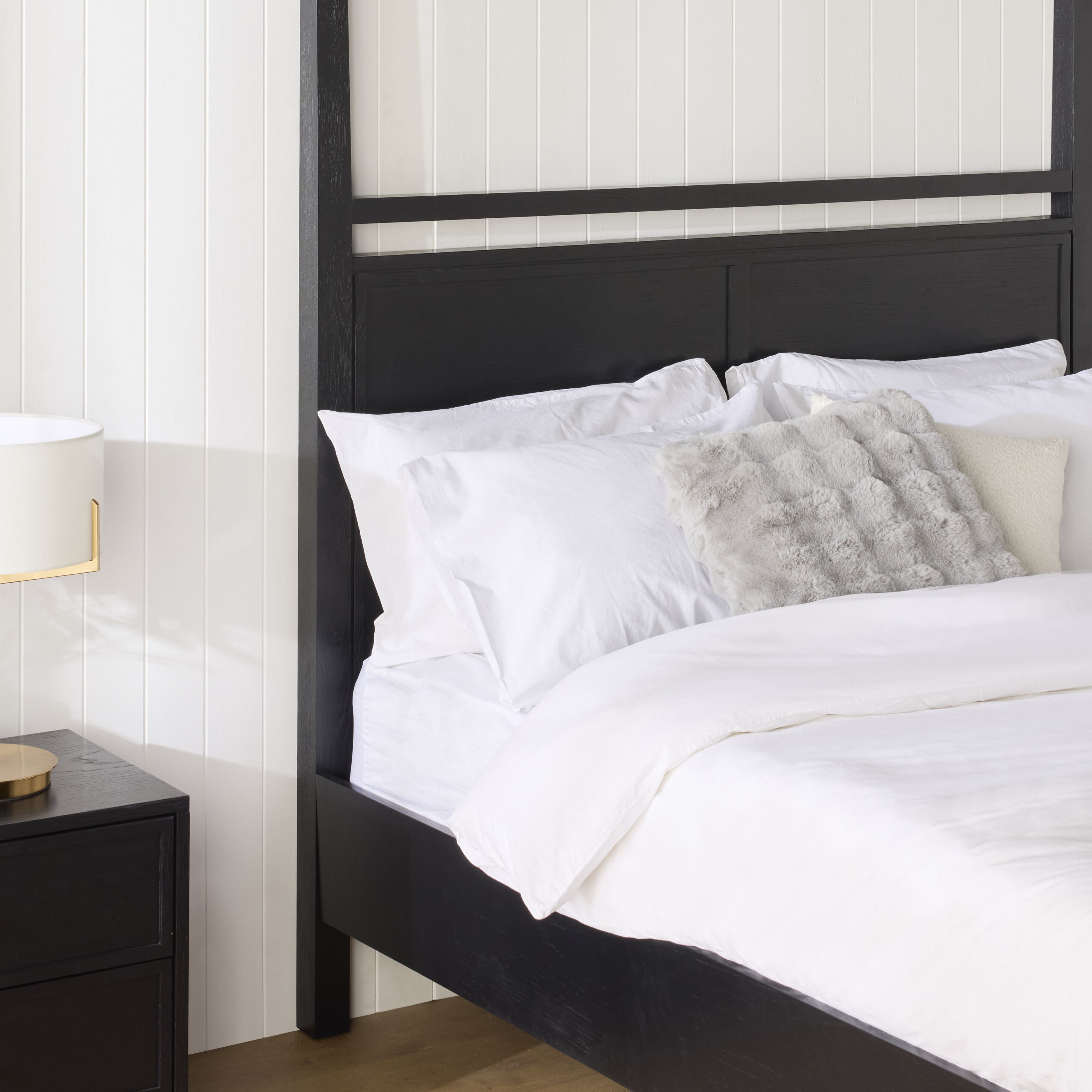 Avalon Queen Four Poster Bed Frame - Black Metal Canopy Bed for Bedroom, Master Suite, or Guest Room Decor