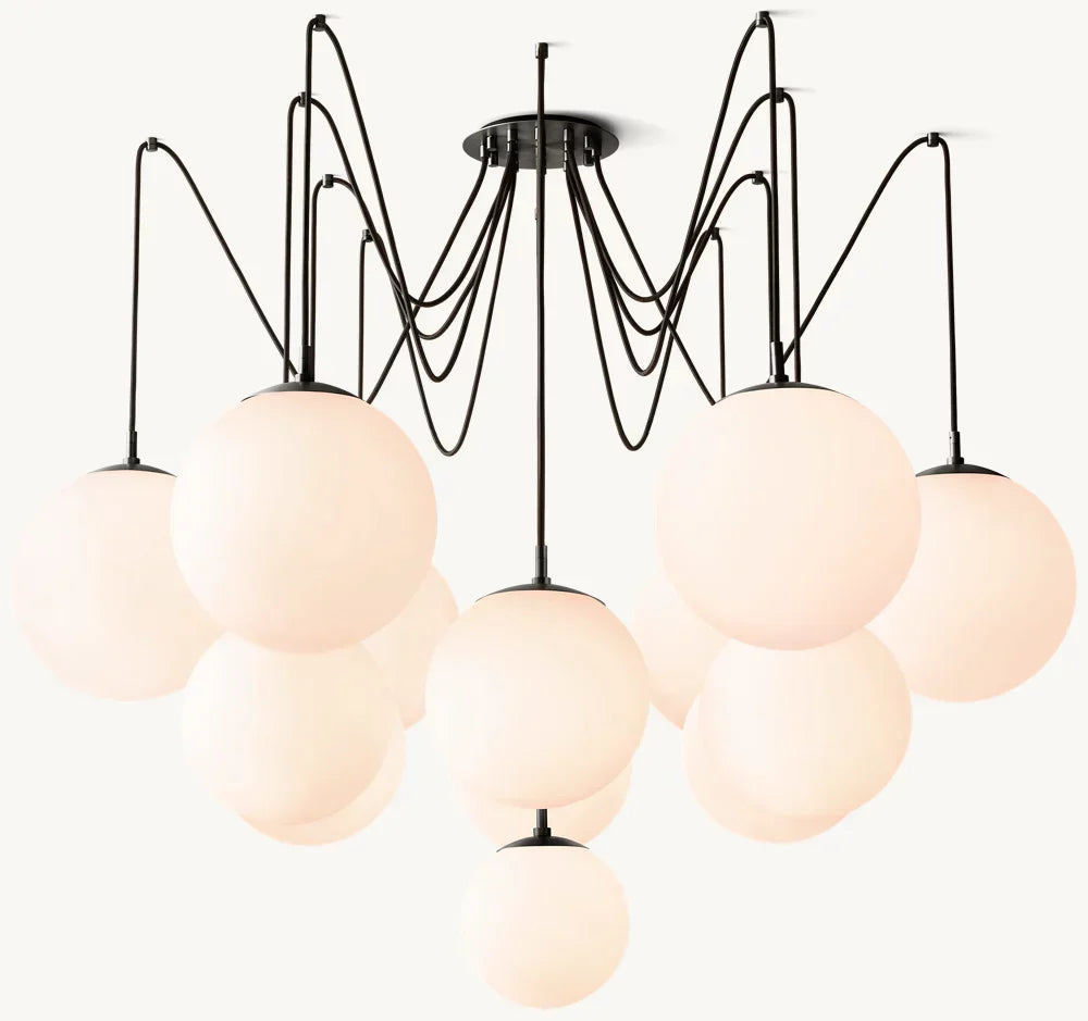 Elegant Cirque Suspended Chandelier - Modern Crystal Ceiling Light Fixture for Dining Room, Bedroom & Living Room Decor
