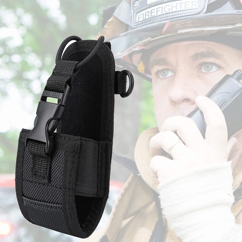 2 Pack Universal Walkie Talkie Holder with Adjustable Shoulder Strap - Durable Nylon Two-Way Radio Protective Case for Outdoor, Hiking, Construction & Emergency Use