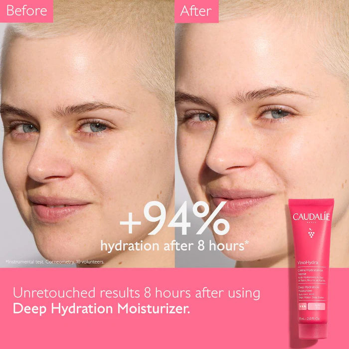 Caudalie VinoHydra Deep Hydrating Moisturizing Cream - Intense Hydration for Dry & Sensitive Skin - Day & Night Face Cream for Women & Men