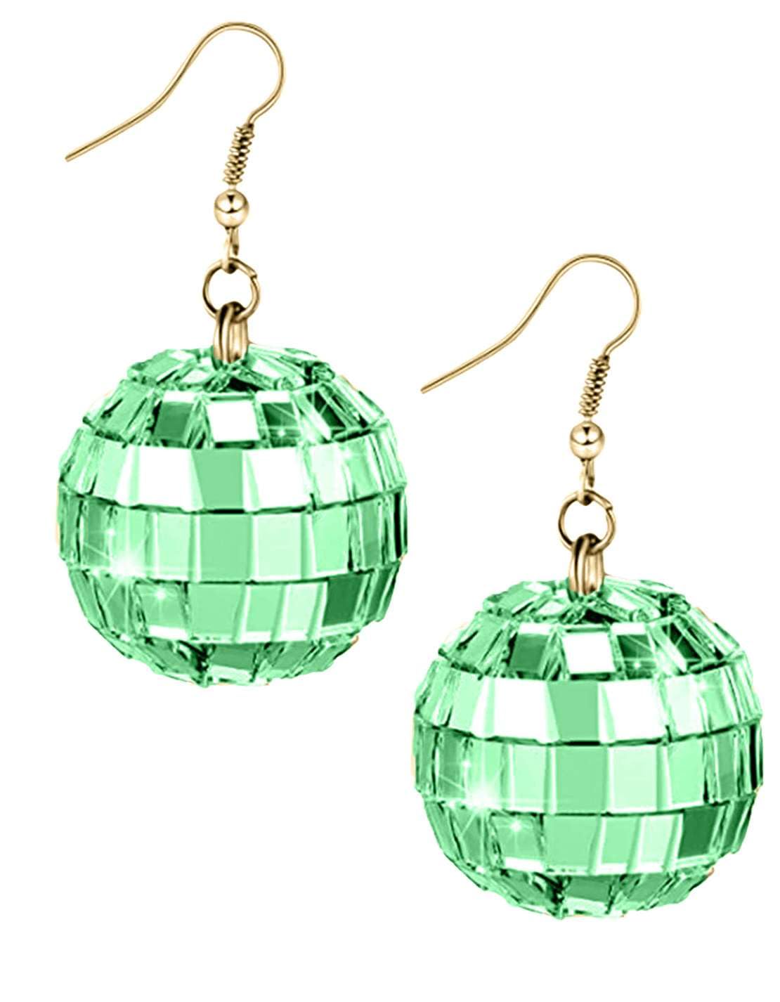 Stylish Green Resin Disco Ball Dangle Earrings for Women & Teens - Perfect for Nightclubs, Parties, and Festive Occasions