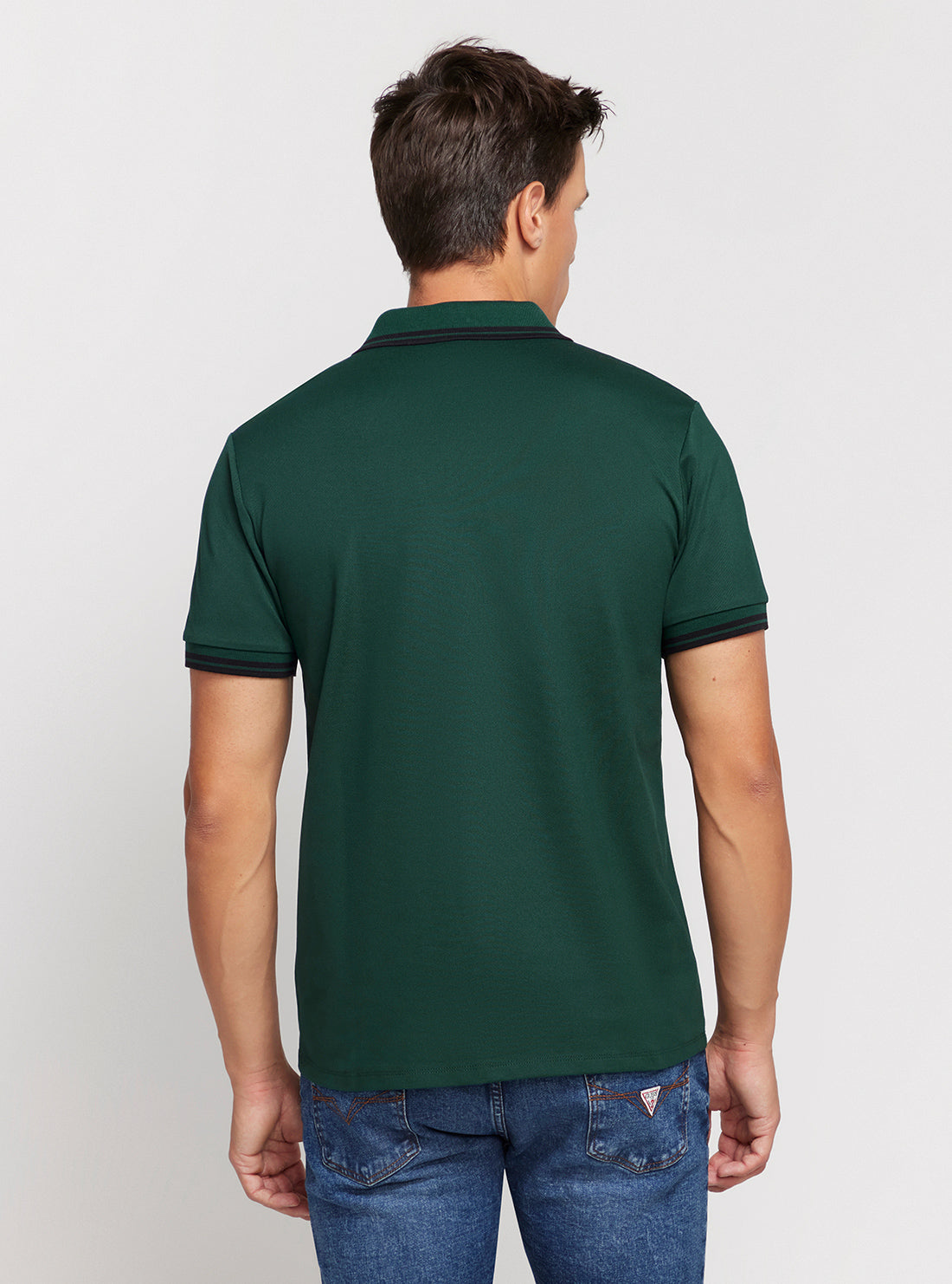 Men's Green Short Sleeve Pique Polo Shirt - Breathable Cotton Casual Wear for Golf, Work & Summer Outings