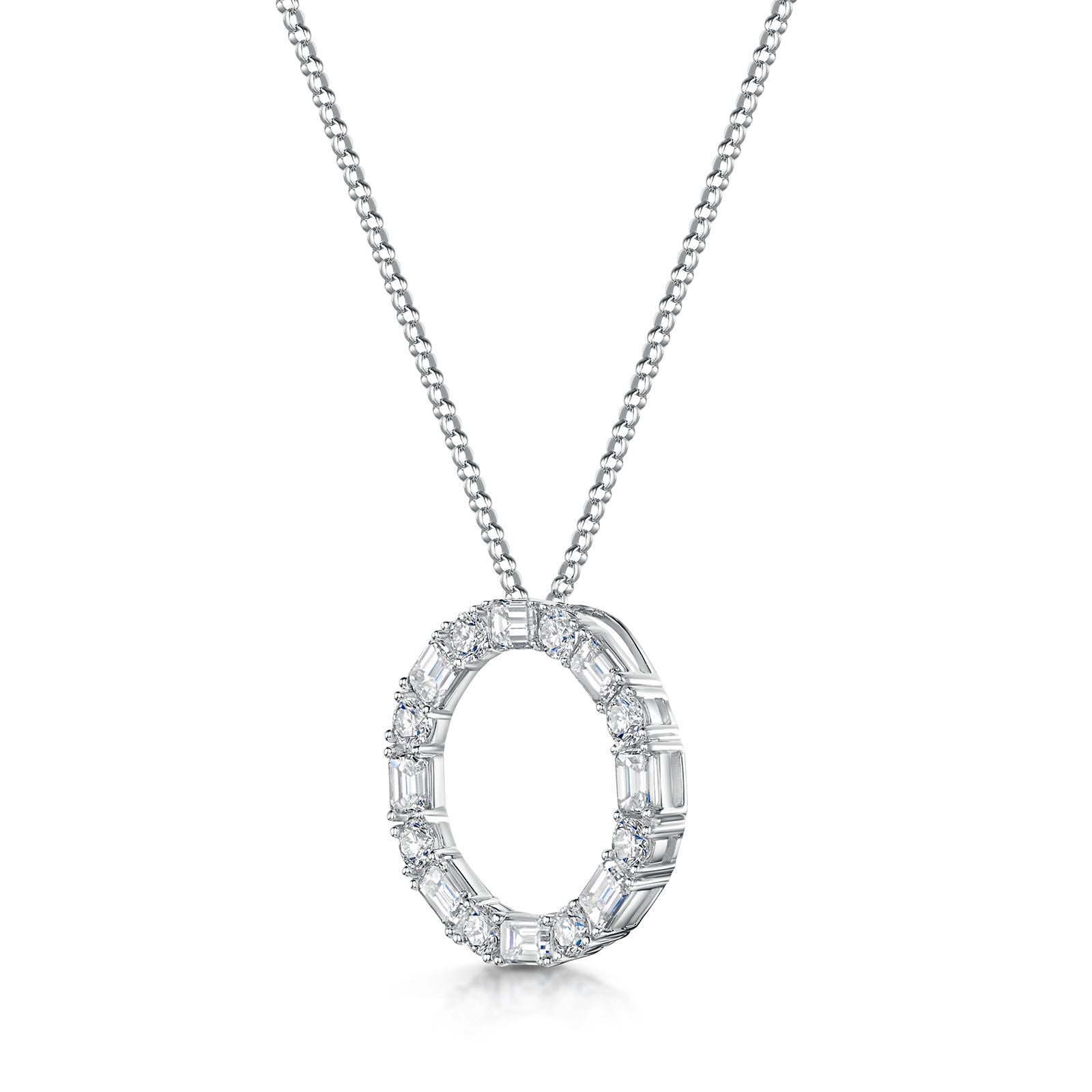 18K White Gold Emerald and Diamond Tennis Necklace 2.80ct - Elegant Jewelry for Women, Perfect for Weddings, Parties & Special Occasions