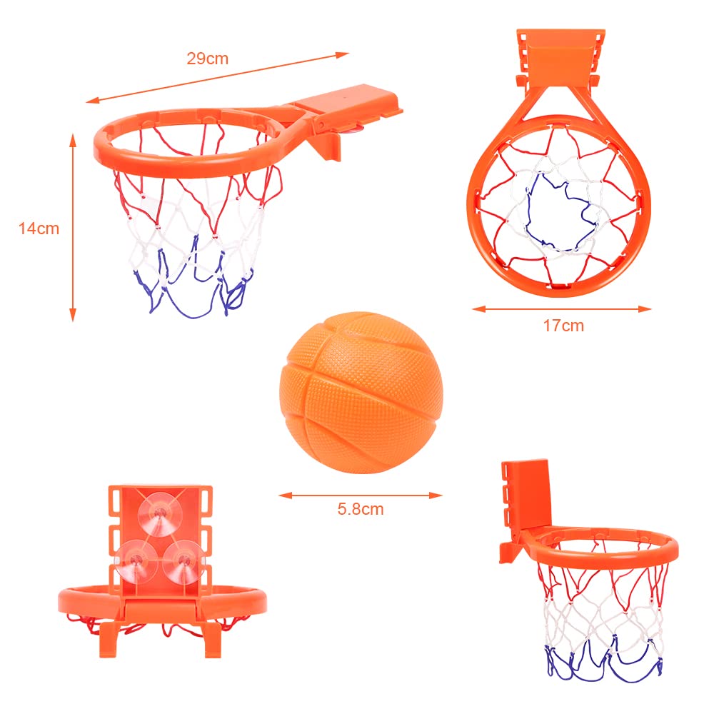 Hotut Mini Baby Basketball Bath Toy - 2-in-1 Kids Basketball Hoop with 5 Balls & 3 Suction Cups, Wall Mounted Shower Basketball Set for Toddlers - Perfect Bath Time Fun Gift for Boys & Girls (Ideal for Bathroom Play, Pool Parties & Indoor Sports Activities)