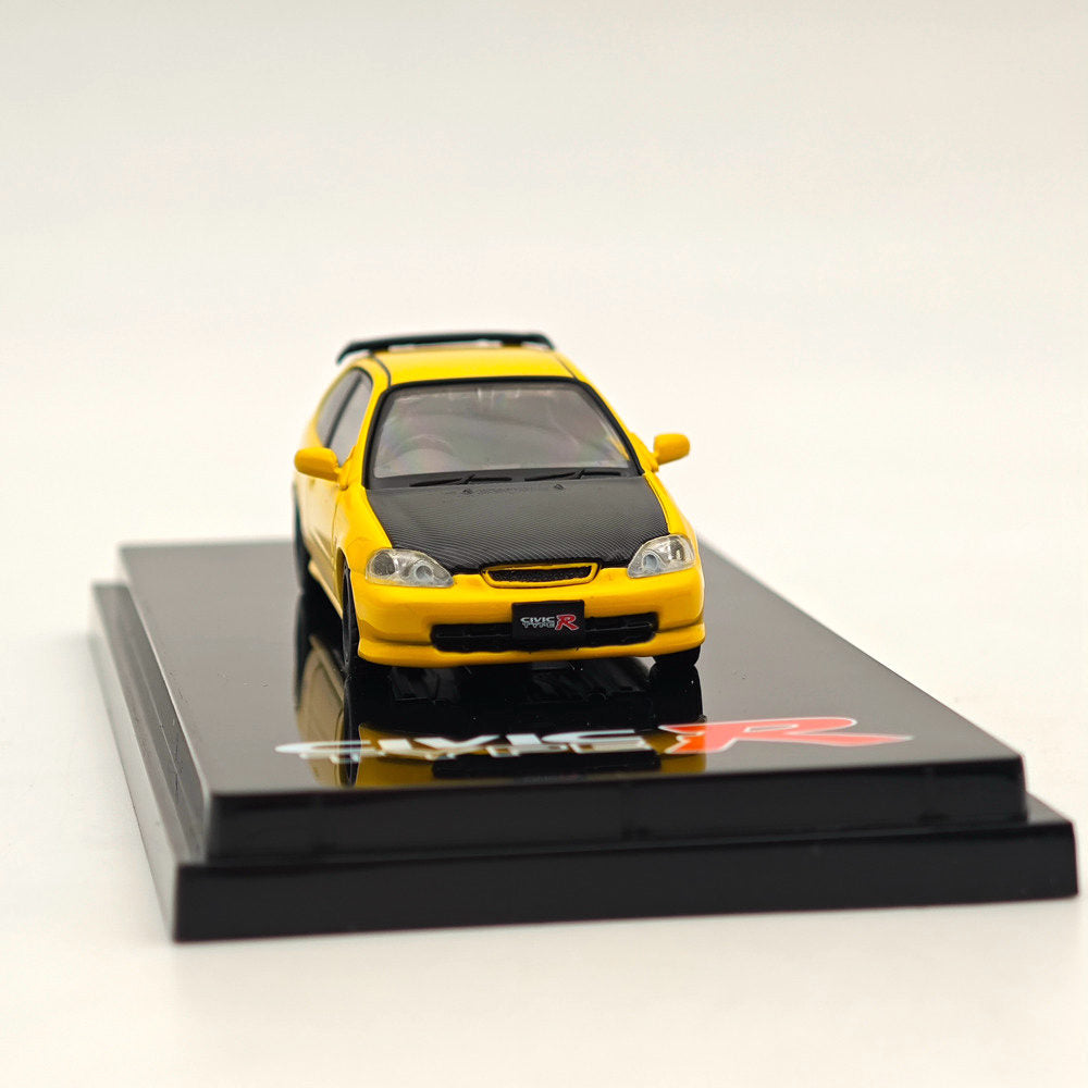 1/64 Scale Honda Civic Type R (EK9) Custom Diecast Model Car with Engine - Limited Edition Collectible Toy - Perfect for Car Enthusiasts & Gift Giving - Display on Desk, Shelf, or Showcase