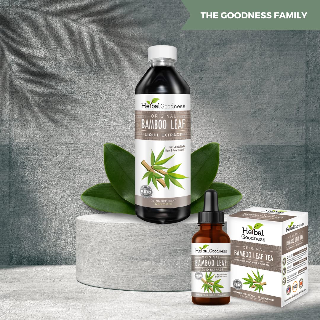 Bamboo Extract for Hair Growth - 70% Natural Silica - Vegan Collagen Superfood Supplement for Hair, Skin, Nails & Joint Support - Dietary Fiber Boost - 12 Pack (1oz Bottles) - Herbal Goodness - Perfect for Daily Wellness Routine & Natural Beauty Regimen