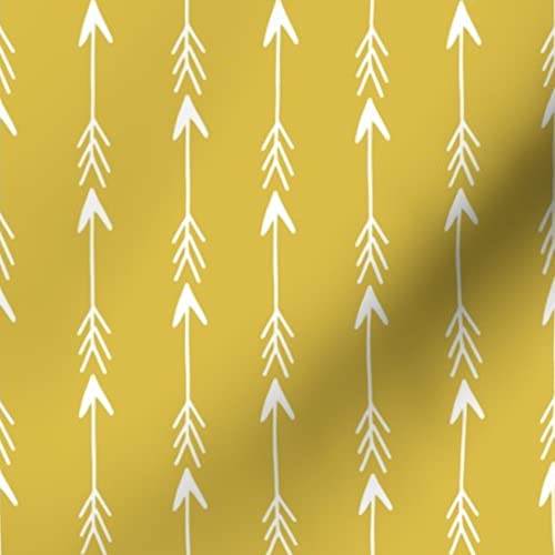 Arrow Arrows Mustard Yellow Nursery Printed Velvet Fabric by The Yard - Upholstery, Home Decor & Apparel Fabric | Perfect for DIY Curtains, Pillows & Baby Nursery Projects