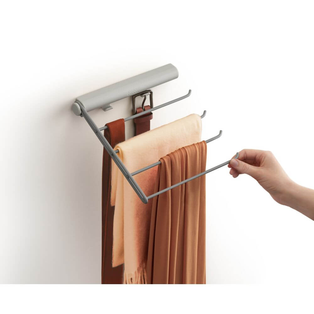 Joseph Joseph Belt, Tie & Scarf Hanging Rail Organizer - Space Saving Closet Storage Solution for Home & Office (Ecru) | Perfect for Bedroom, Closet, Dorm & Entryway Organization